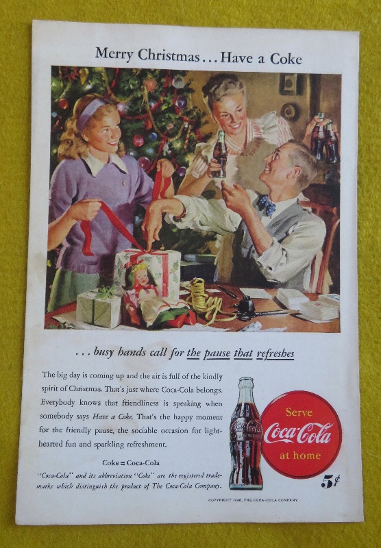 1946 Coca Cola (Coke) With People Wrapping Gifts While Drinking Coke