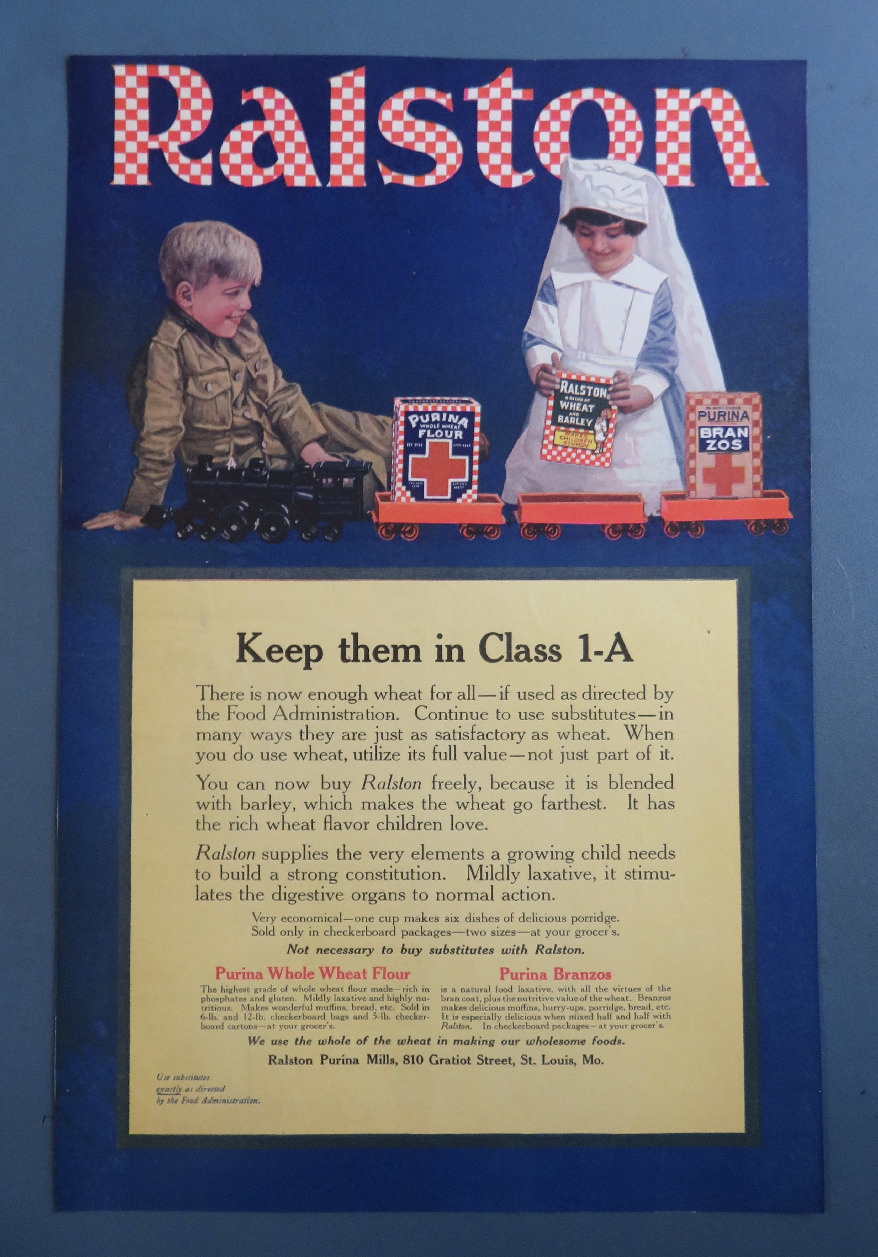 1918 Ralston Wheat with Children & Train Of Cereals