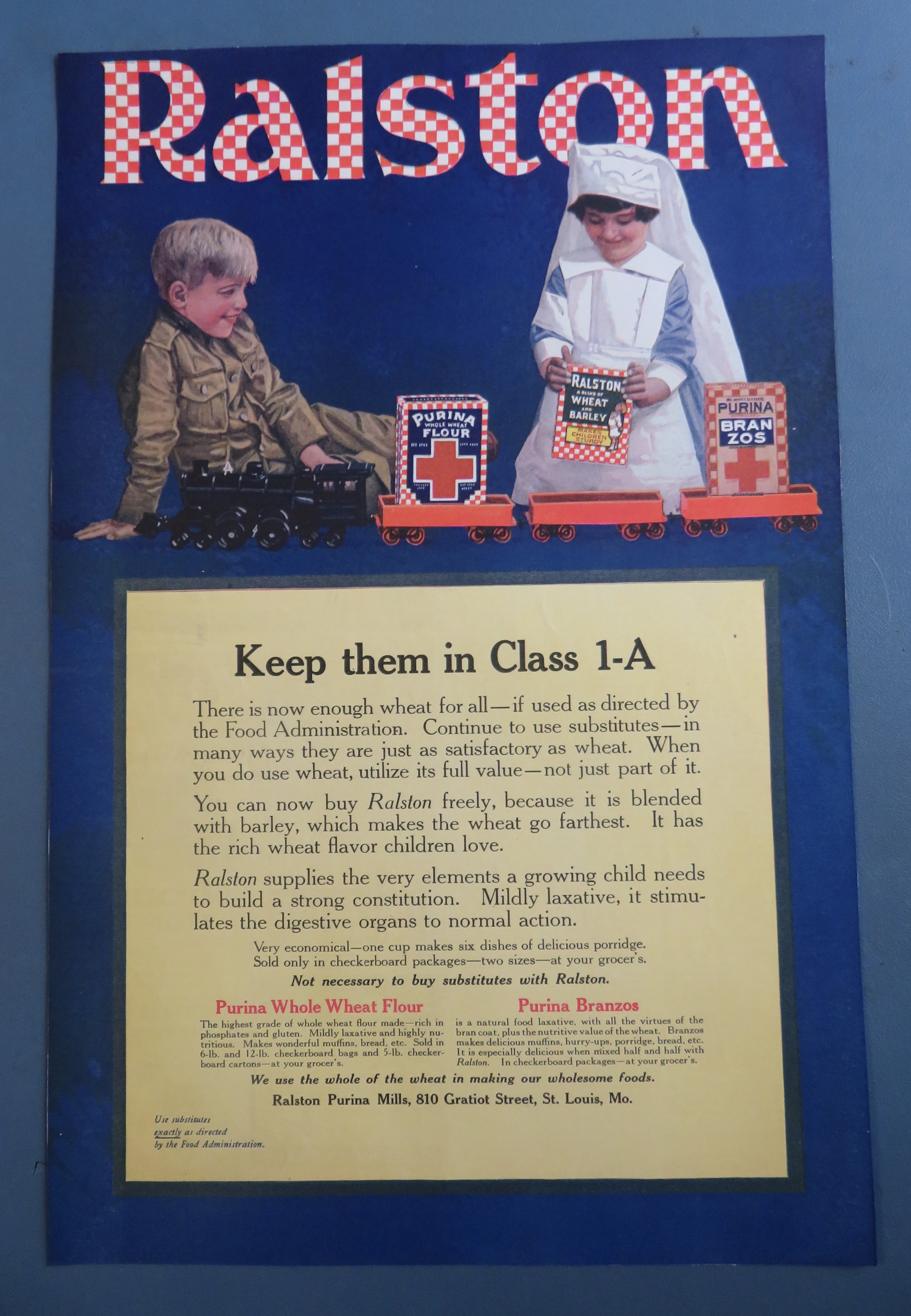 1918 Ralston Wheat with Children & Train Of Cereals