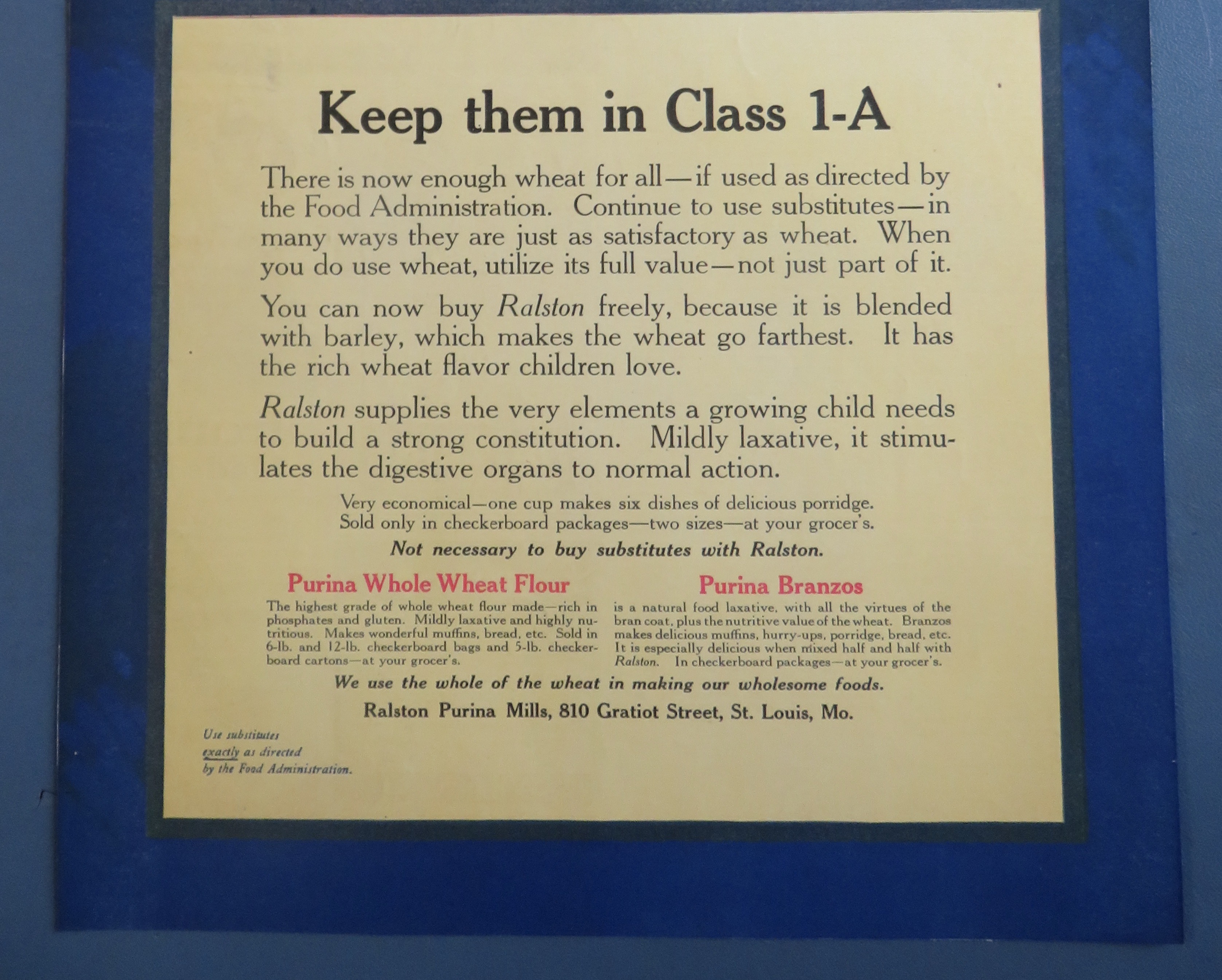 1918 Ralston Wheat with Children & Train Of Cereals