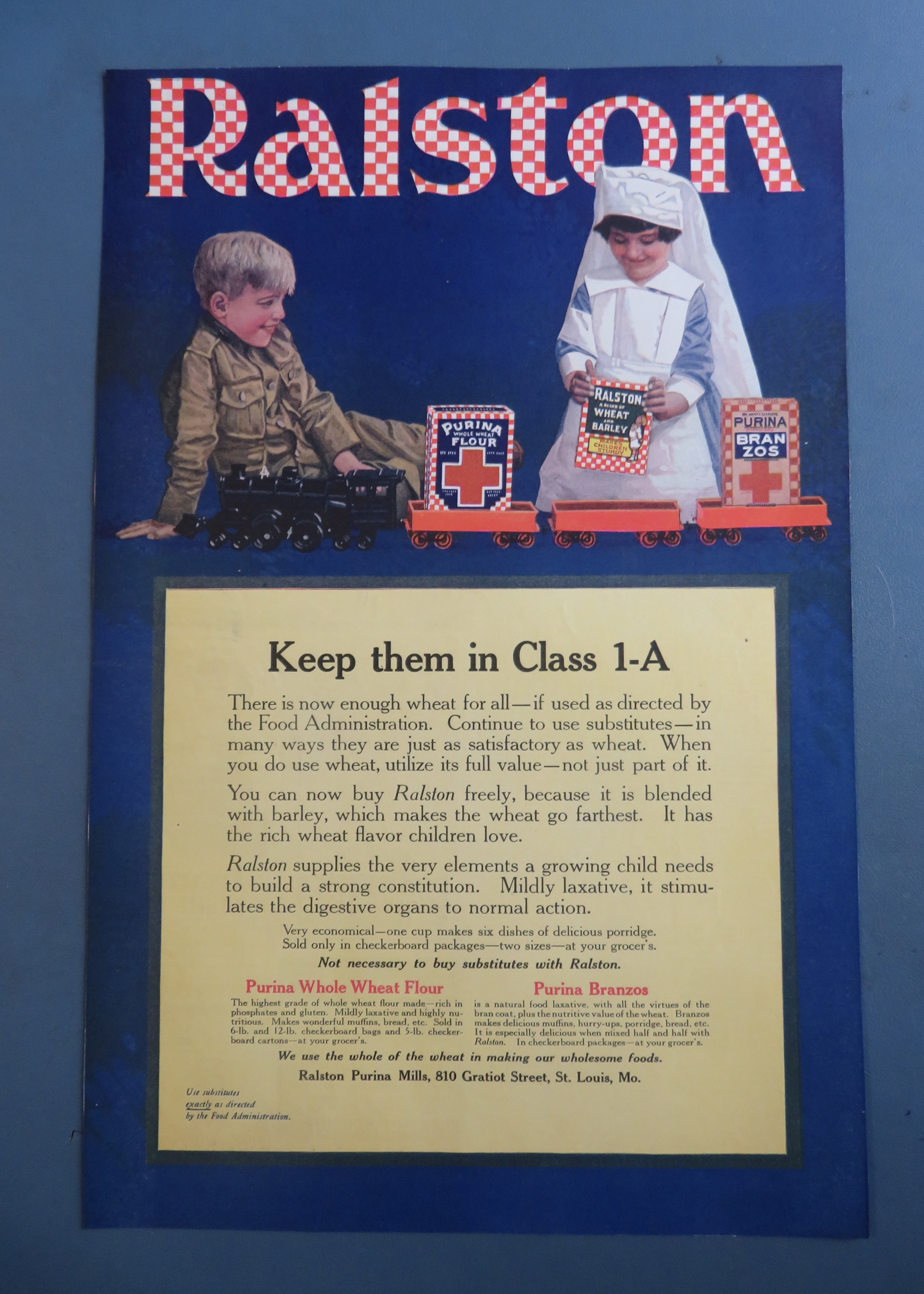 1918 Ralston Wheat with Children & Train Of Cereals