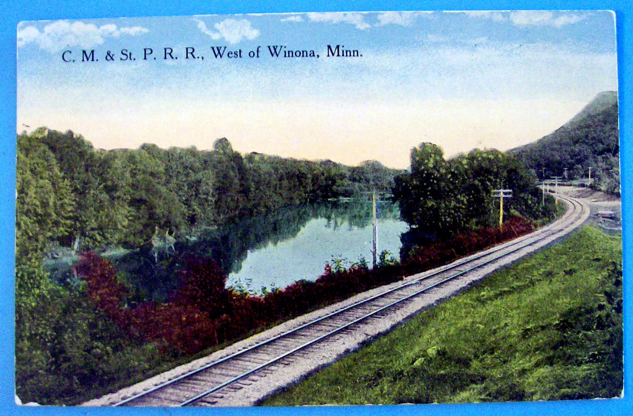 C.M & ST. P.R.R West of Winona, Minnesota Postcard