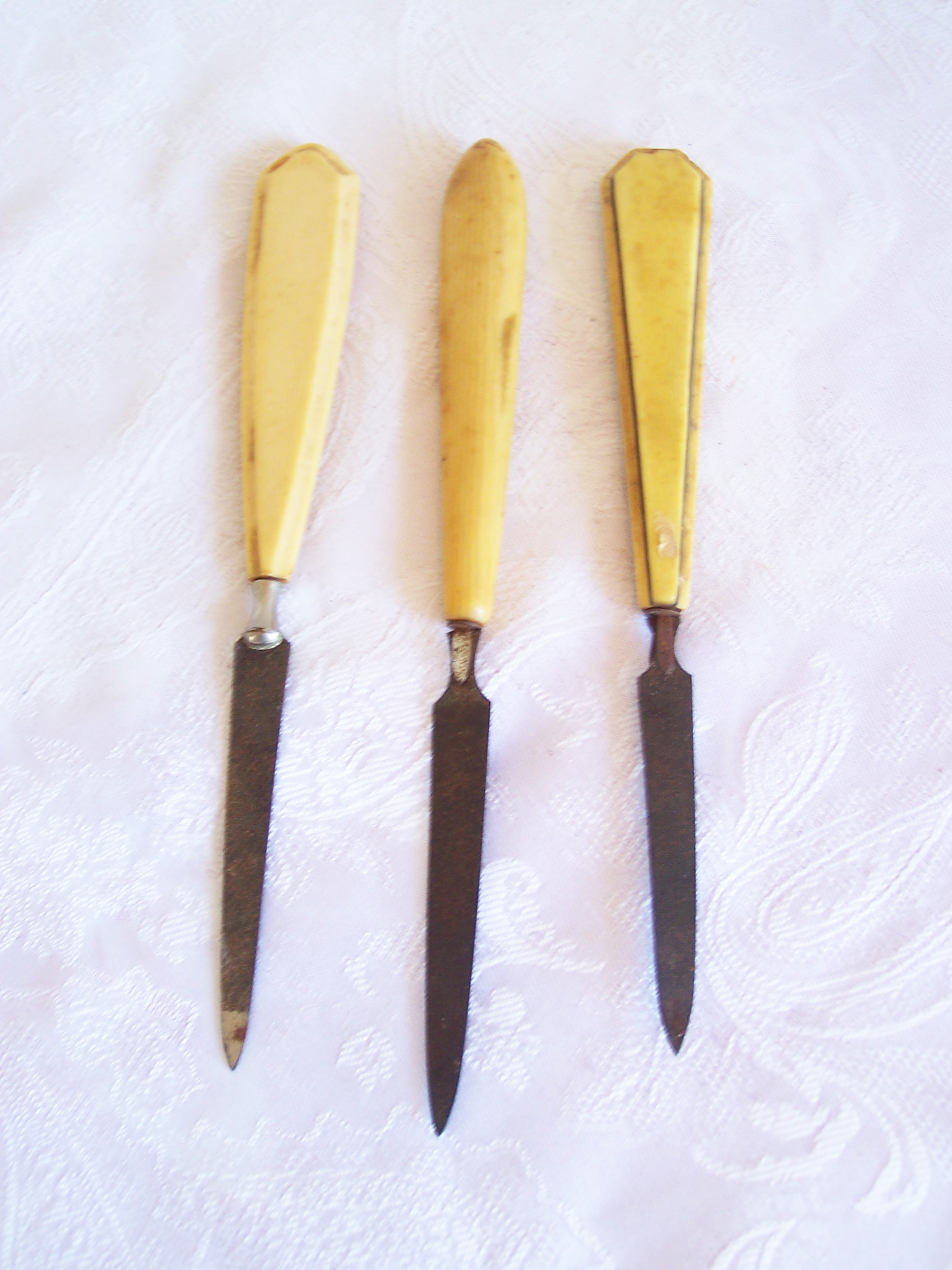 3 Vintage NAIL FILES with CELLULOID Handles