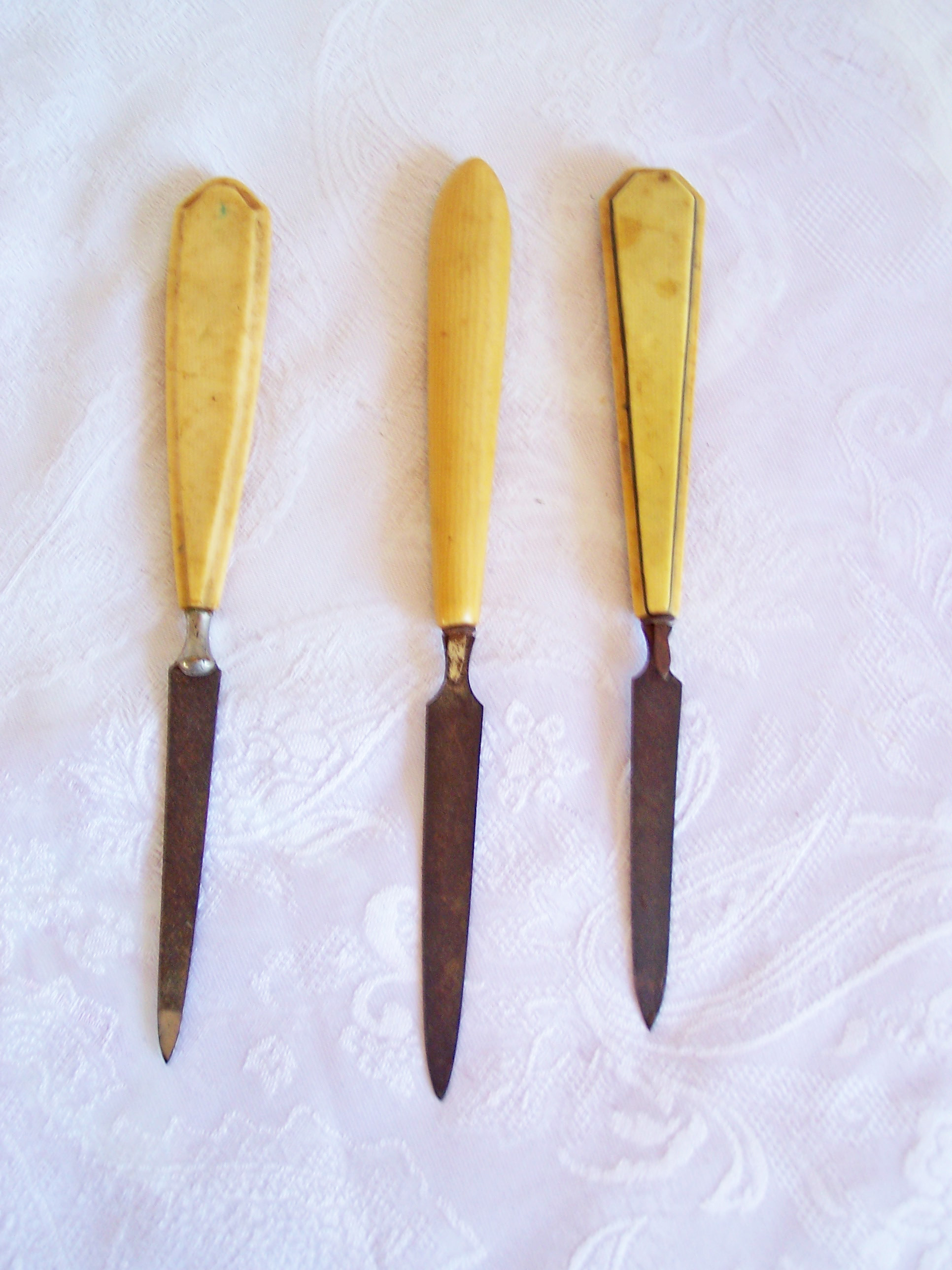 3 Vintage NAIL FILES with CELLULOID Handles