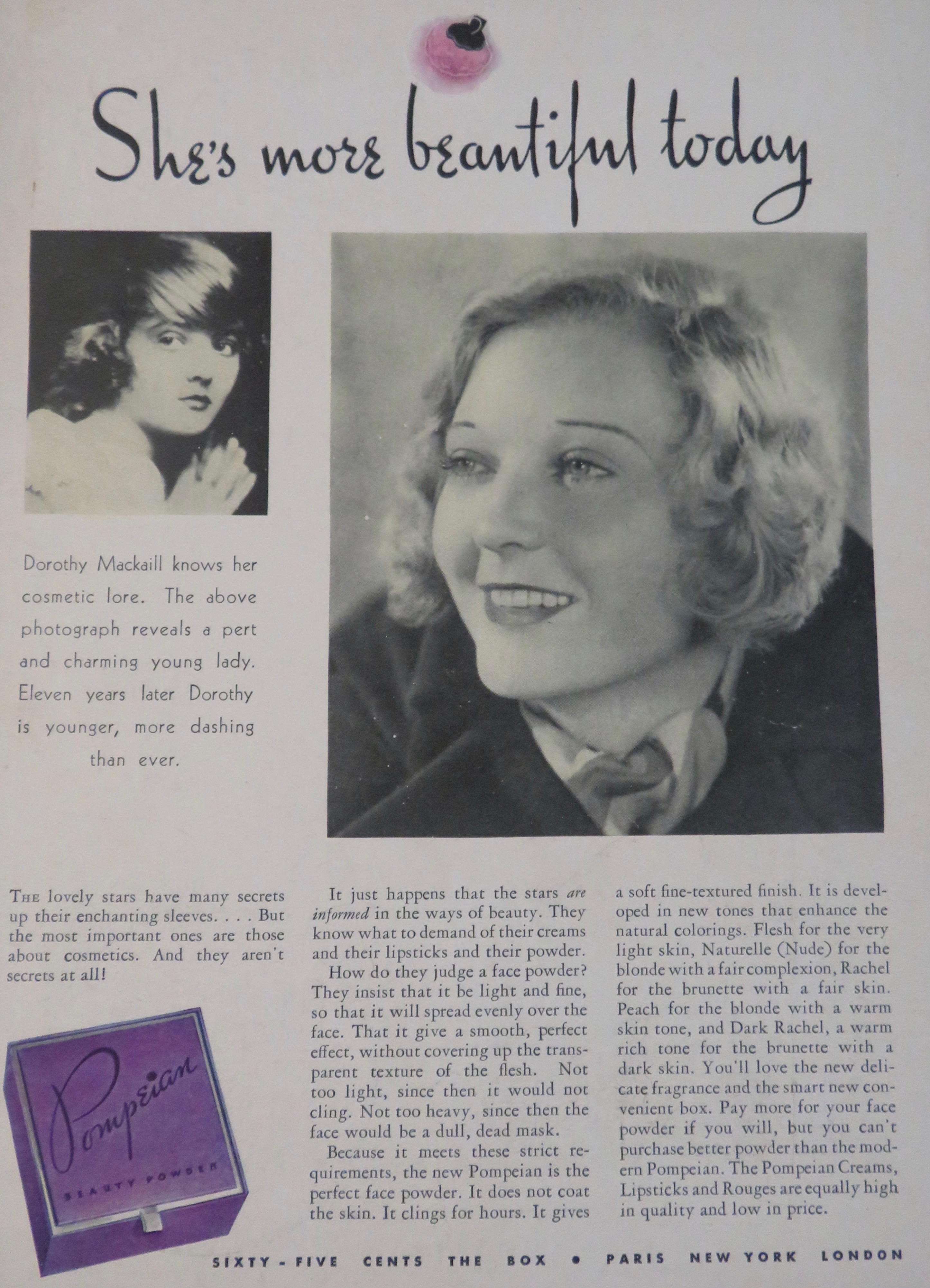 1932 Pompeian Beauty Powder with Dorothy Mackaill