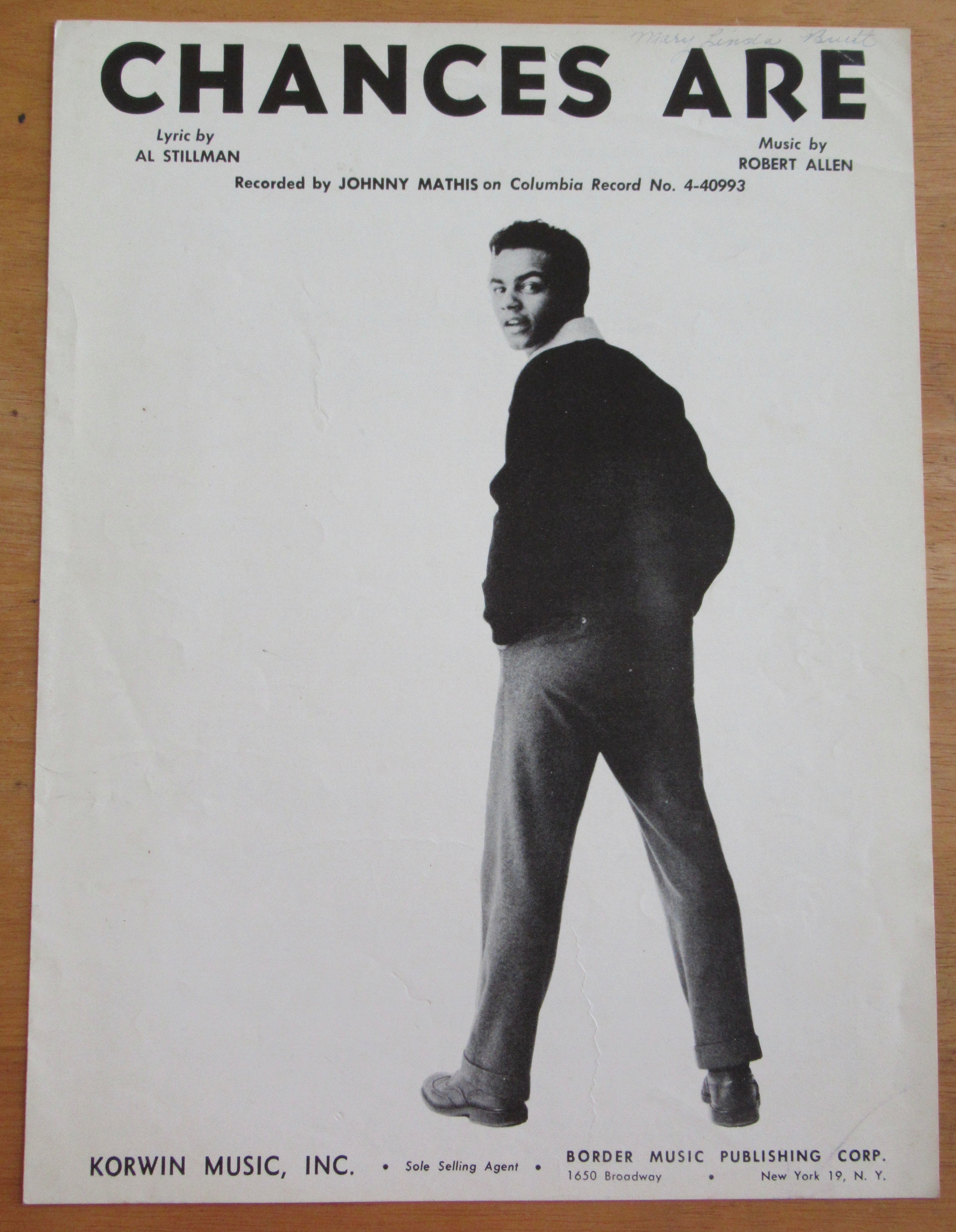 Sheet Music For 1957 Chances Are