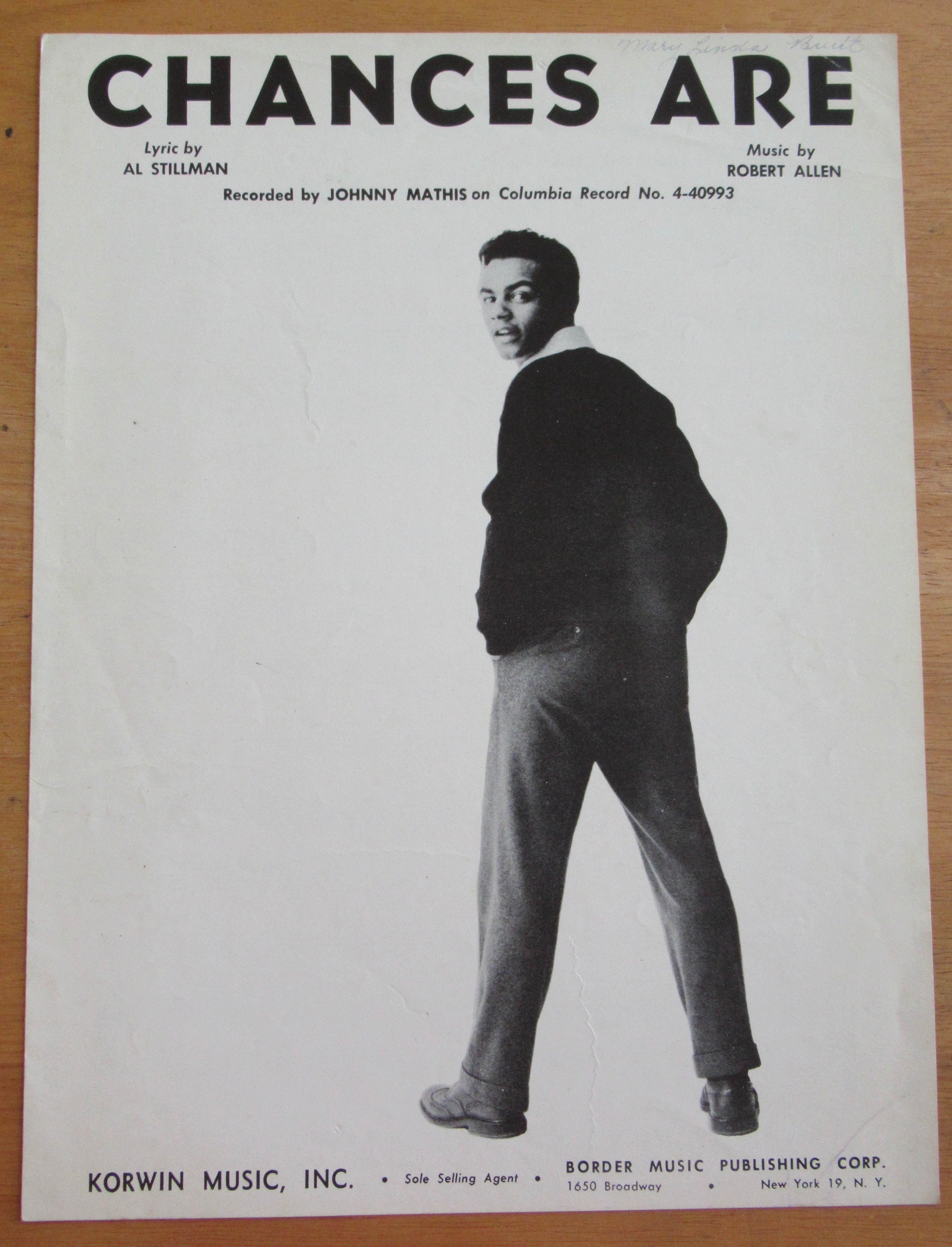 Sheet Music For 1957 Chances Are