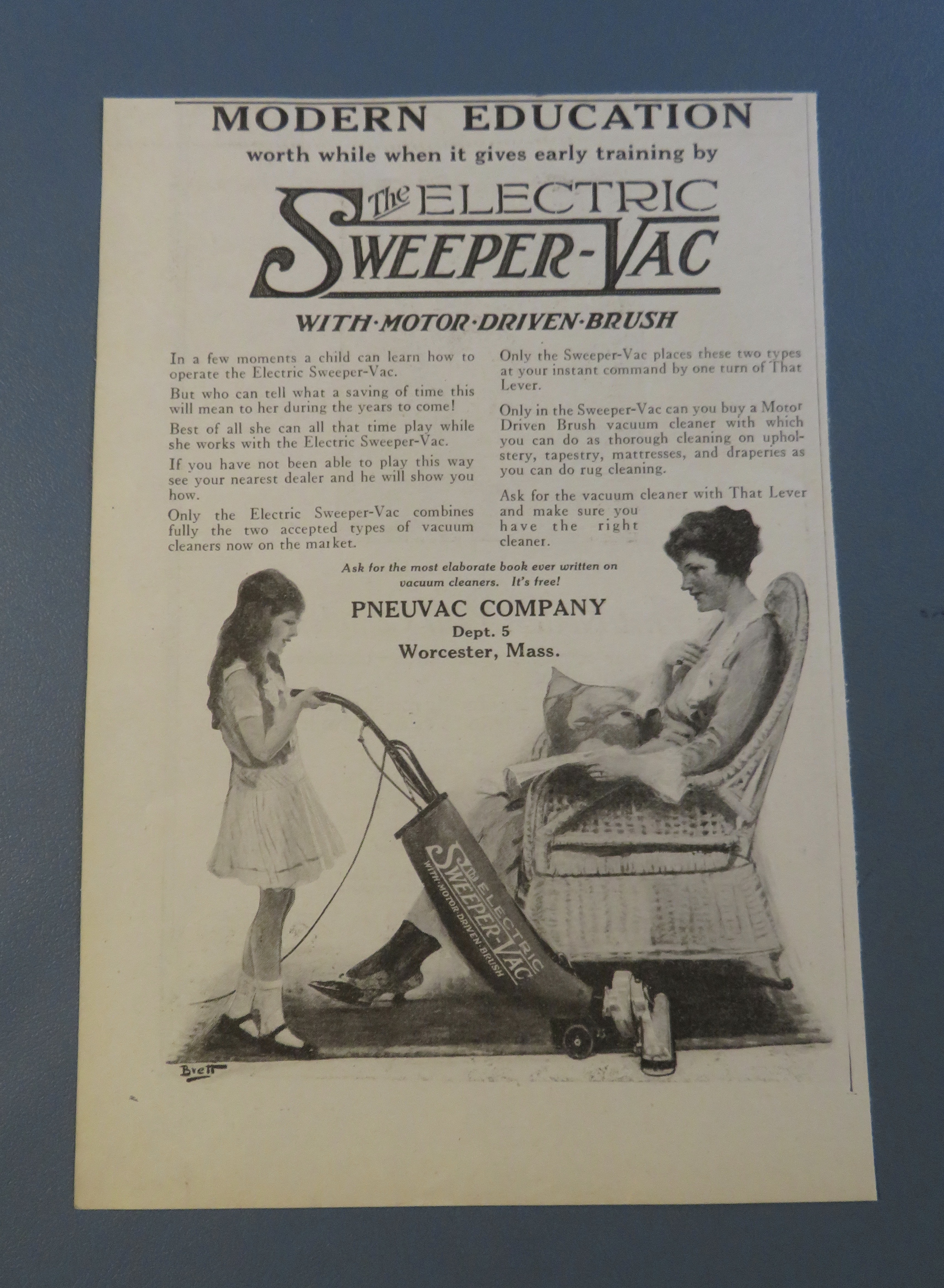 1920 Electric Sweeper Vac with Little Girl Vacuuming