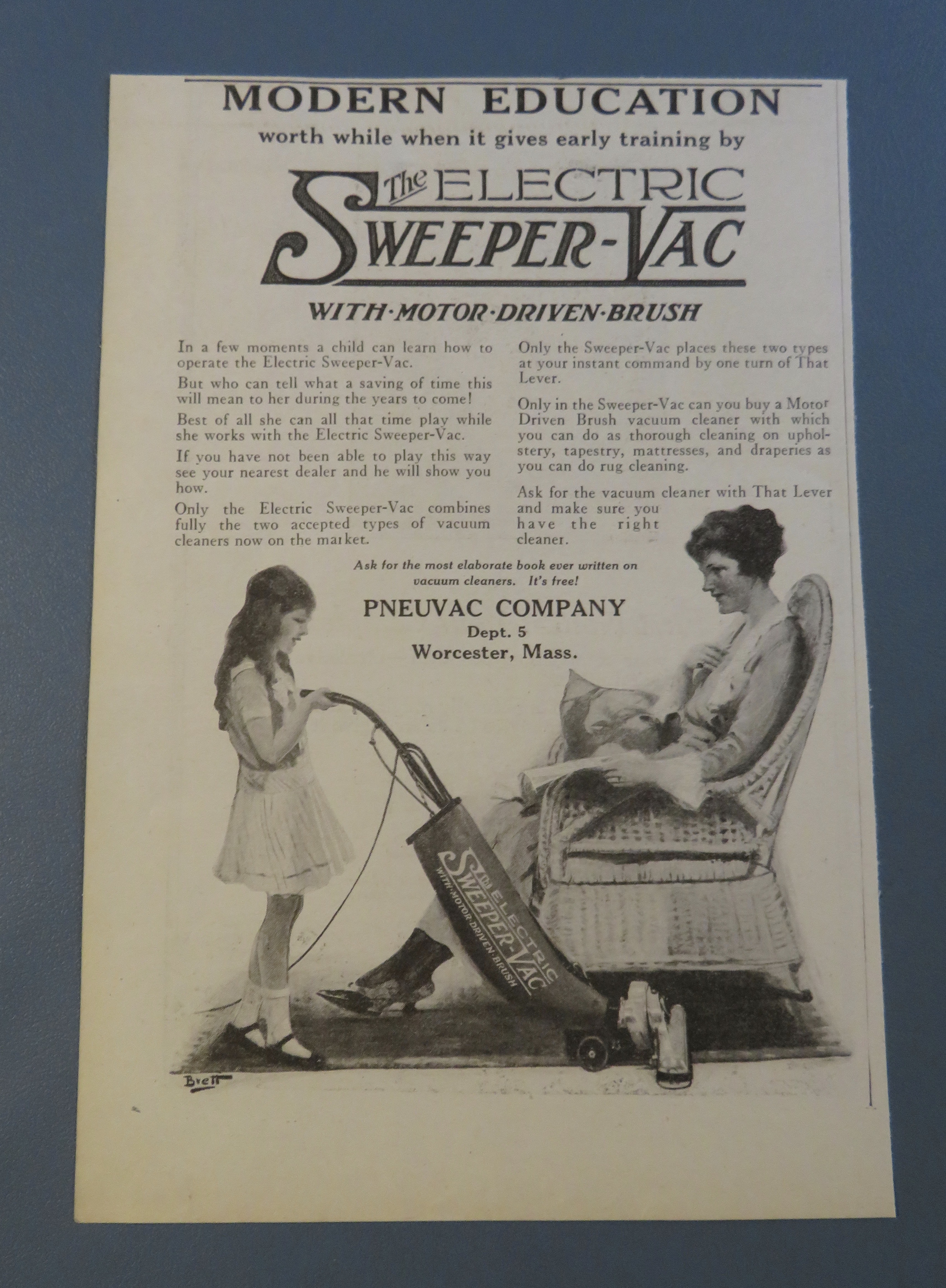 1920 Electric Sweeper Vac with Little Girl Vacuuming