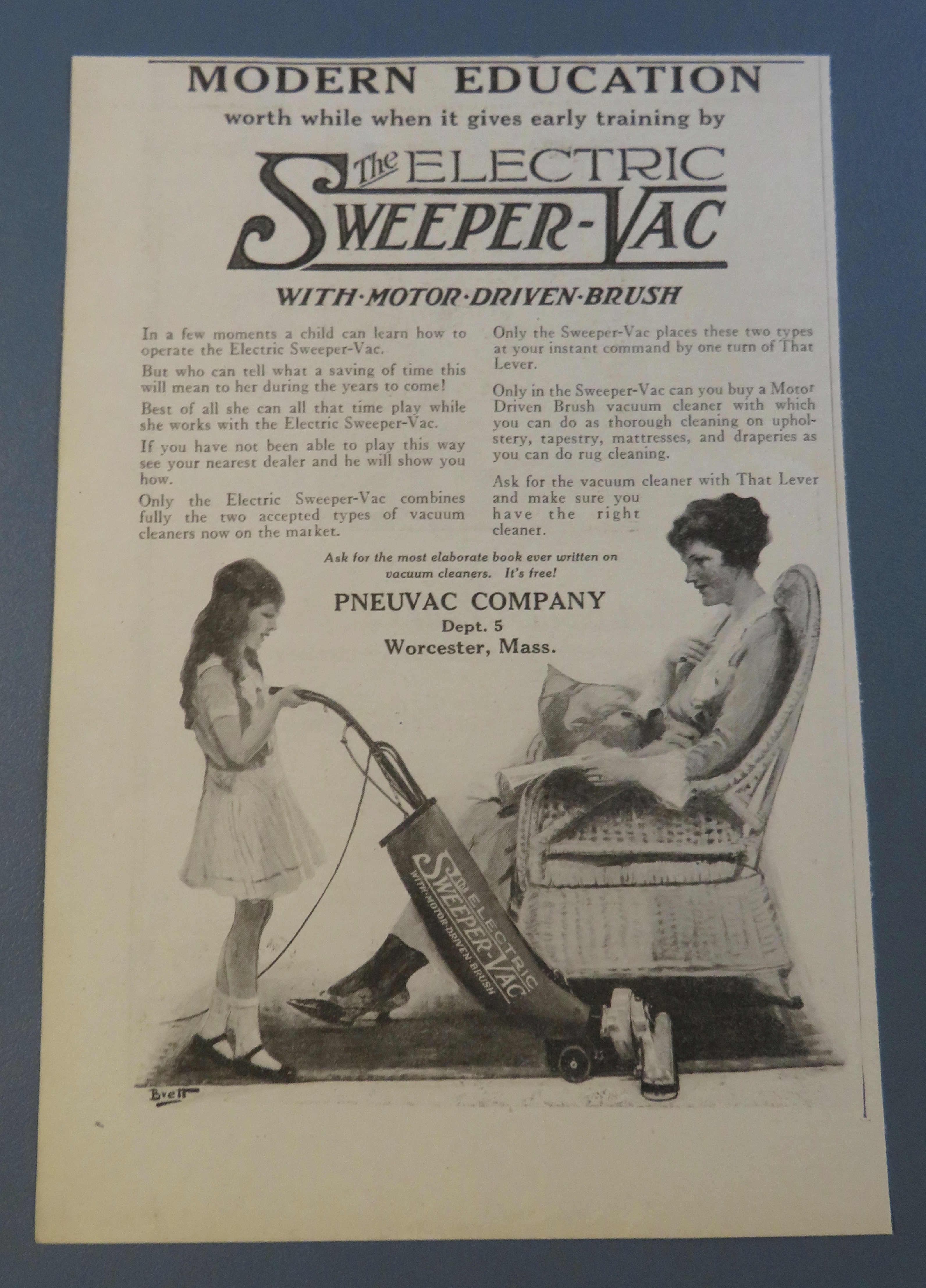 1920 Electric Sweeper Vac with Little Girl Vacuuming
