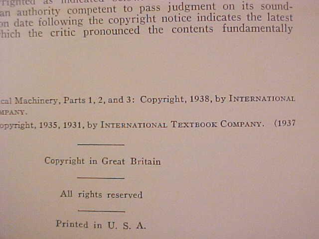 Operation of Electrical Machinery Tests 1937