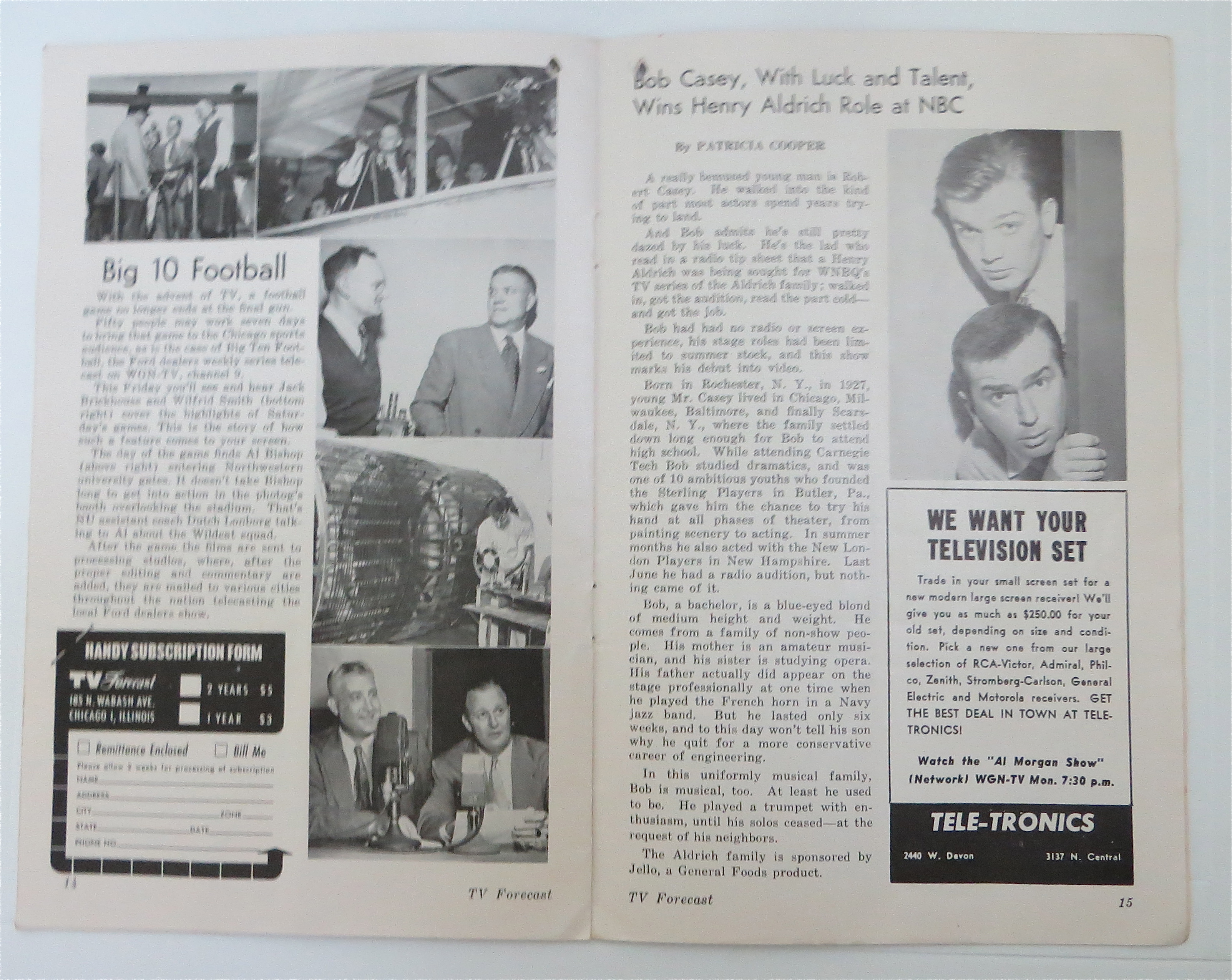 Television Forecast October 22, 1949 Red Grange