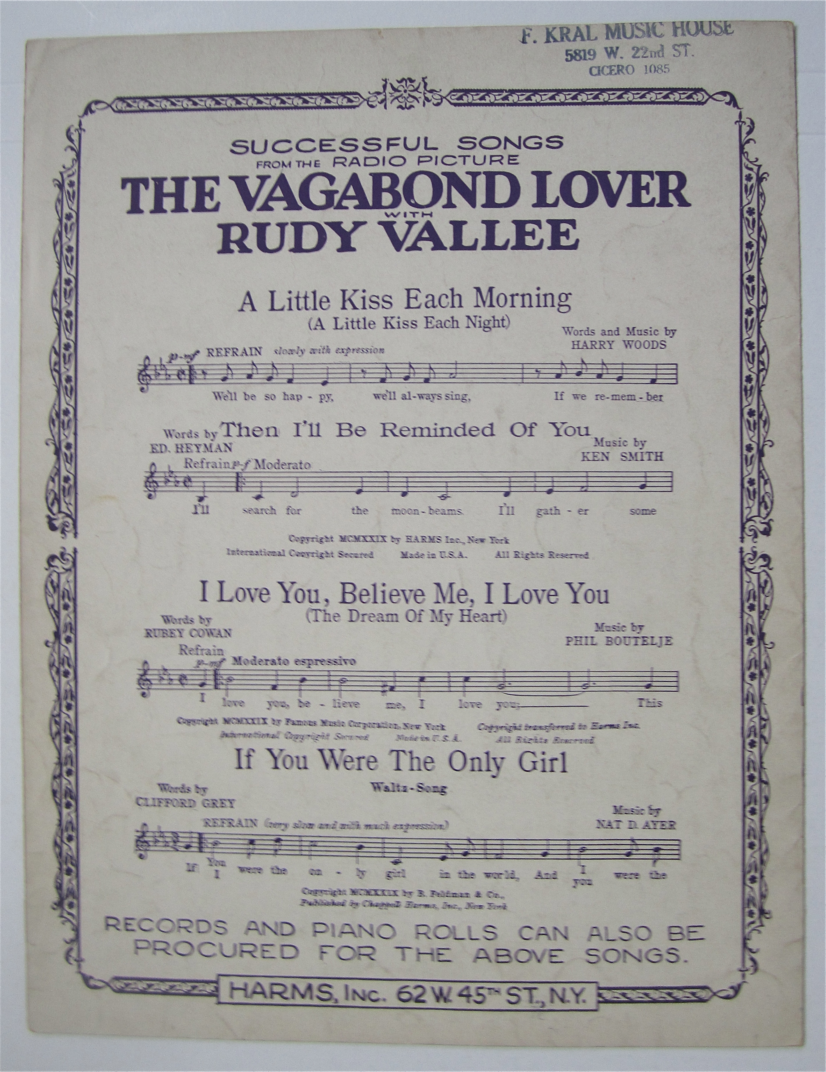 Sheet Music 1930 I Love You So Much