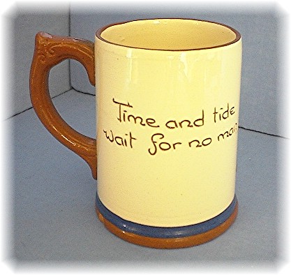 English Devon Ware Pottery Motto Mug