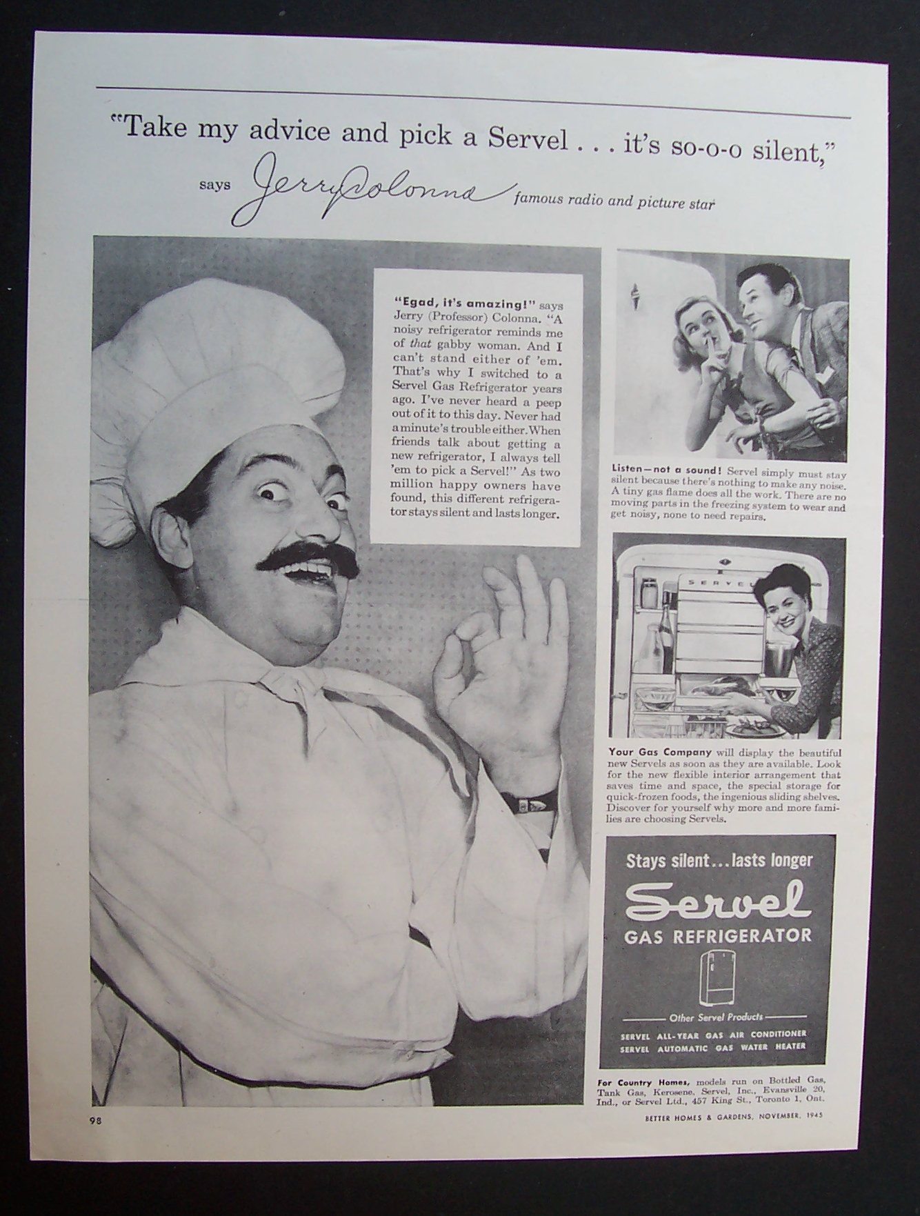 1945 Servel Gas Refrigerator with Jerry Colonna