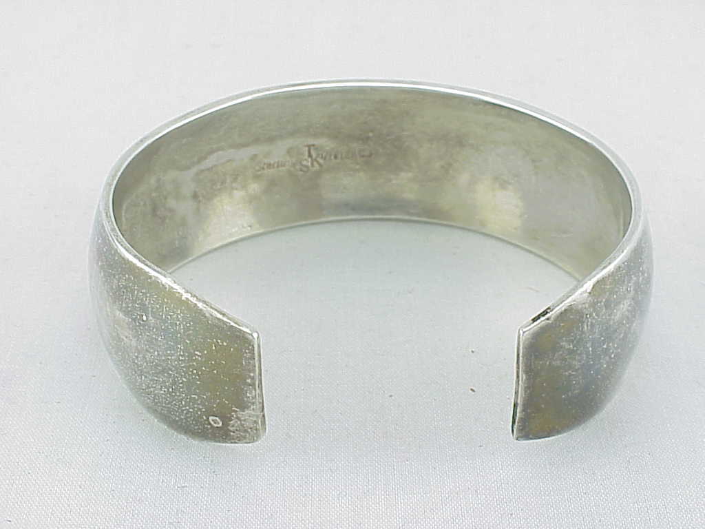 Native American Signed Sterling Silver Gold Storyteller Cuff Bracelet
