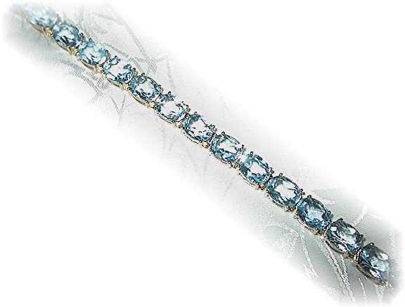 Bracelet 10K Gold Blue Topaz 42ct