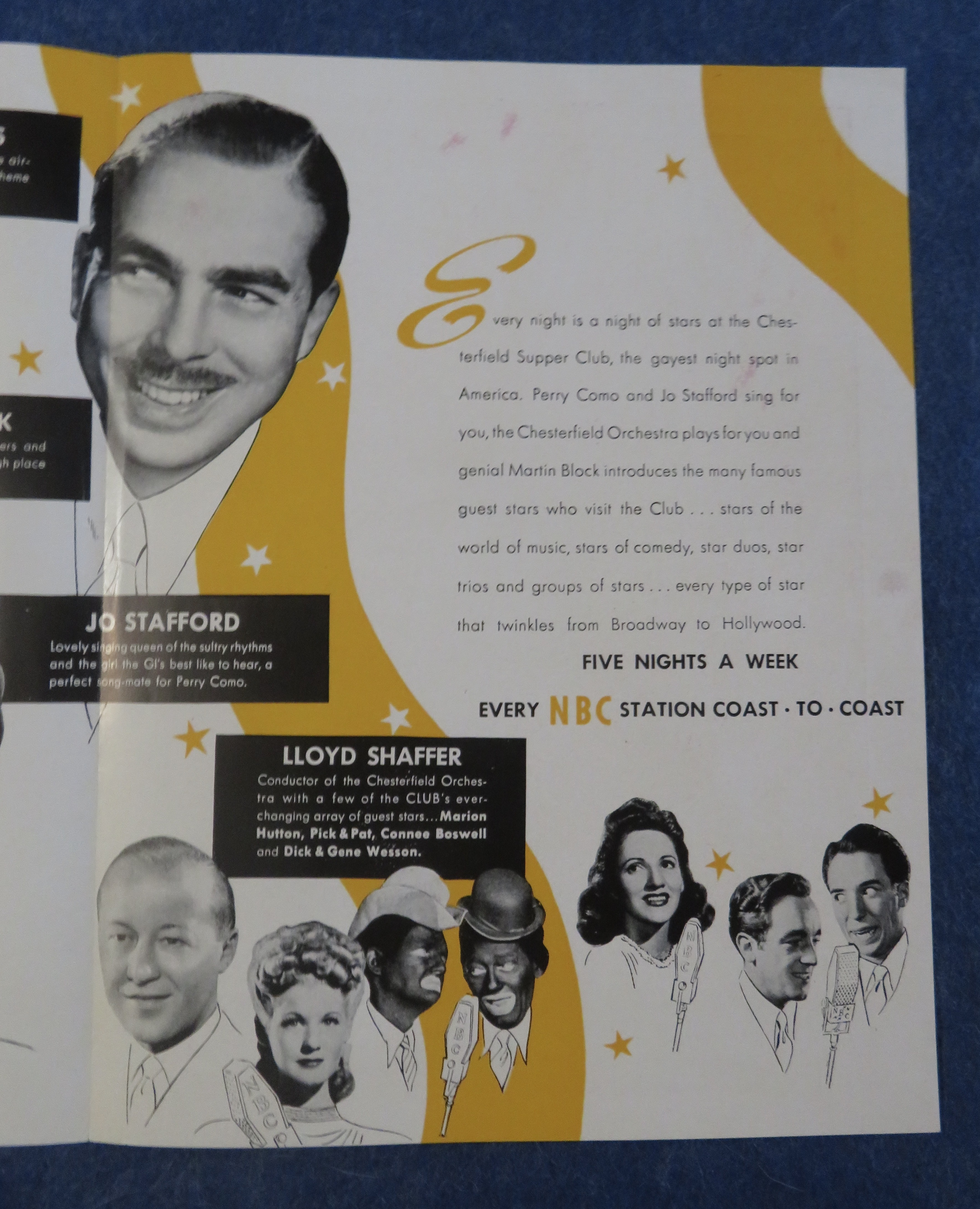 1940's Chesterfield Cigarettes with the Supper Club