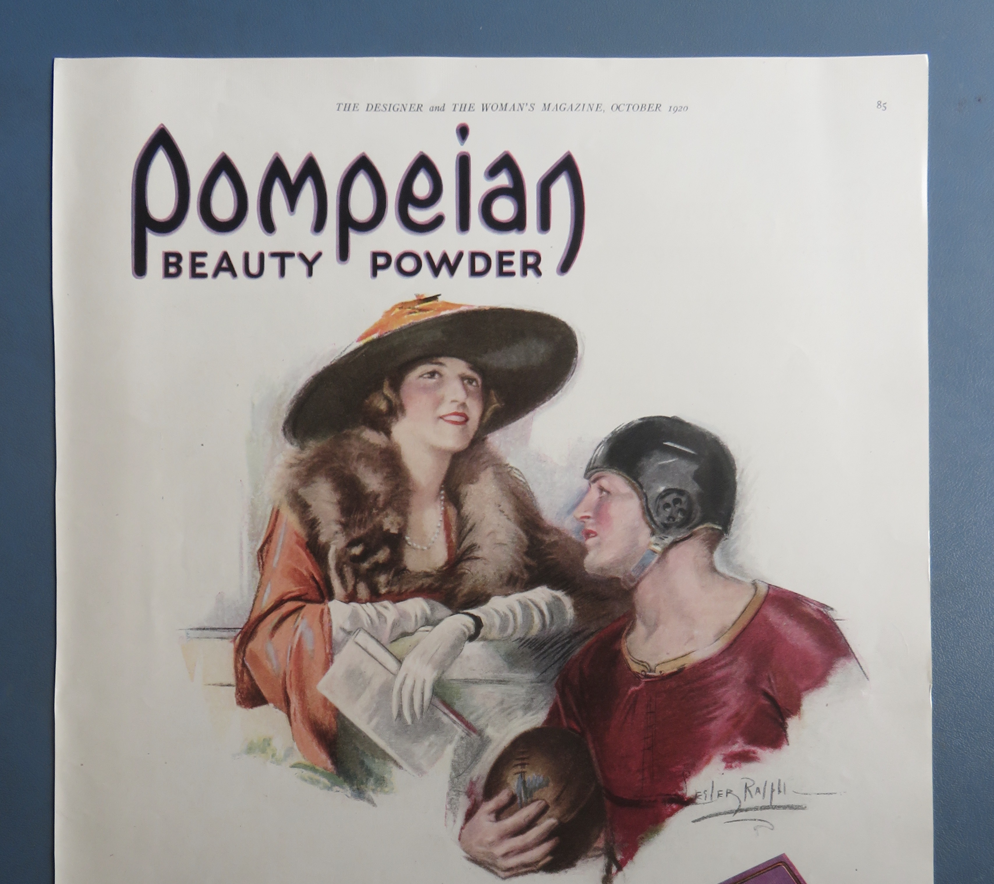1920 Pompeian Beauty Powder with Woman & Player