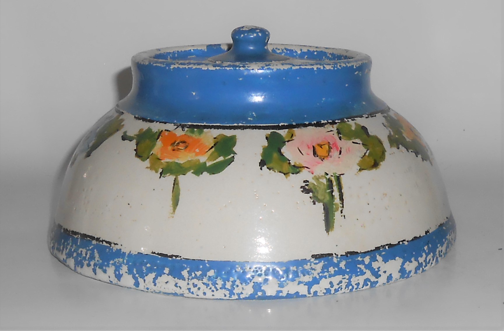 Bauer Pottery Early Whiteware Decorated Covered Jar