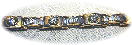 Bracelet 14 K Yellow Gold Round & Bagette CZ