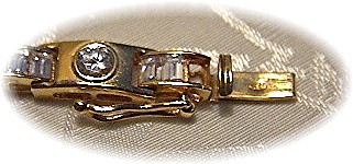 Bracelet 14 K Yellow Gold Round & Bagette CZ