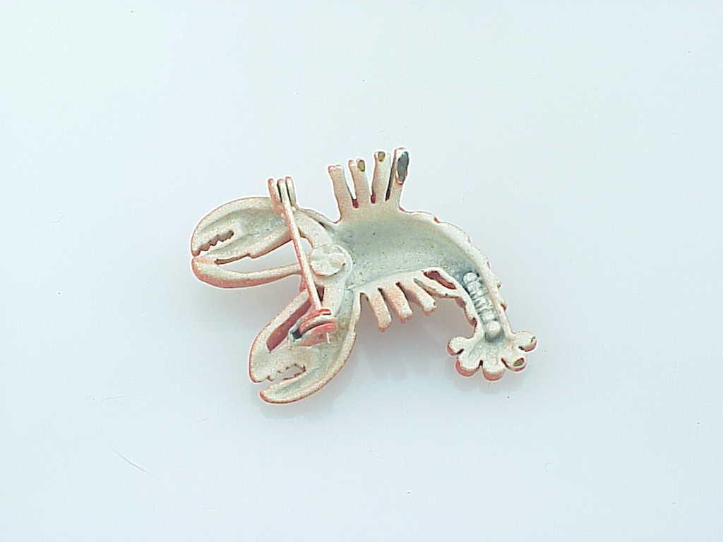 Vintage Red Orange Enamel Lobster Brooch Signed Gerry'S