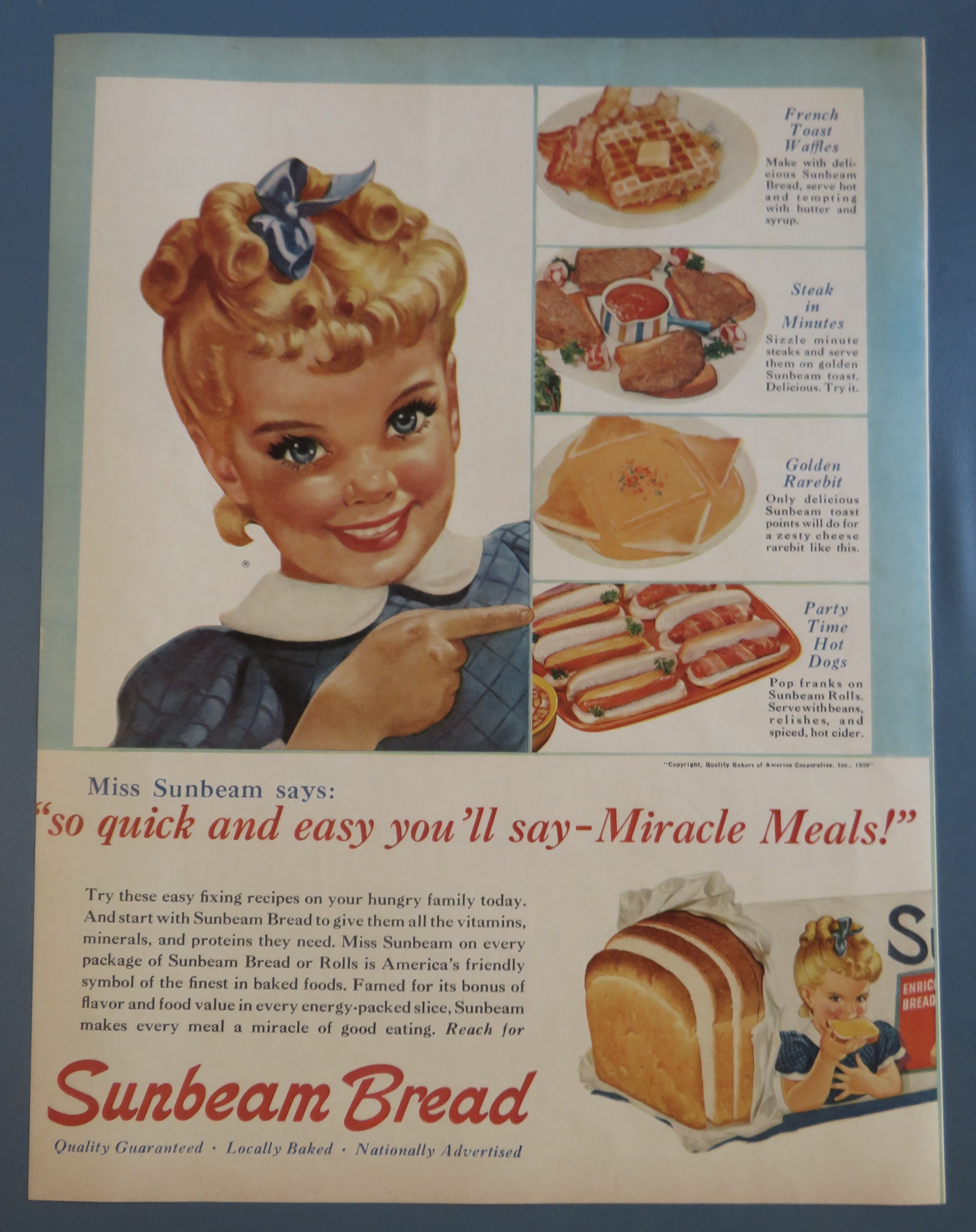 1959 Sunbeam Bread with Blue Eyed Miss Sunbeam