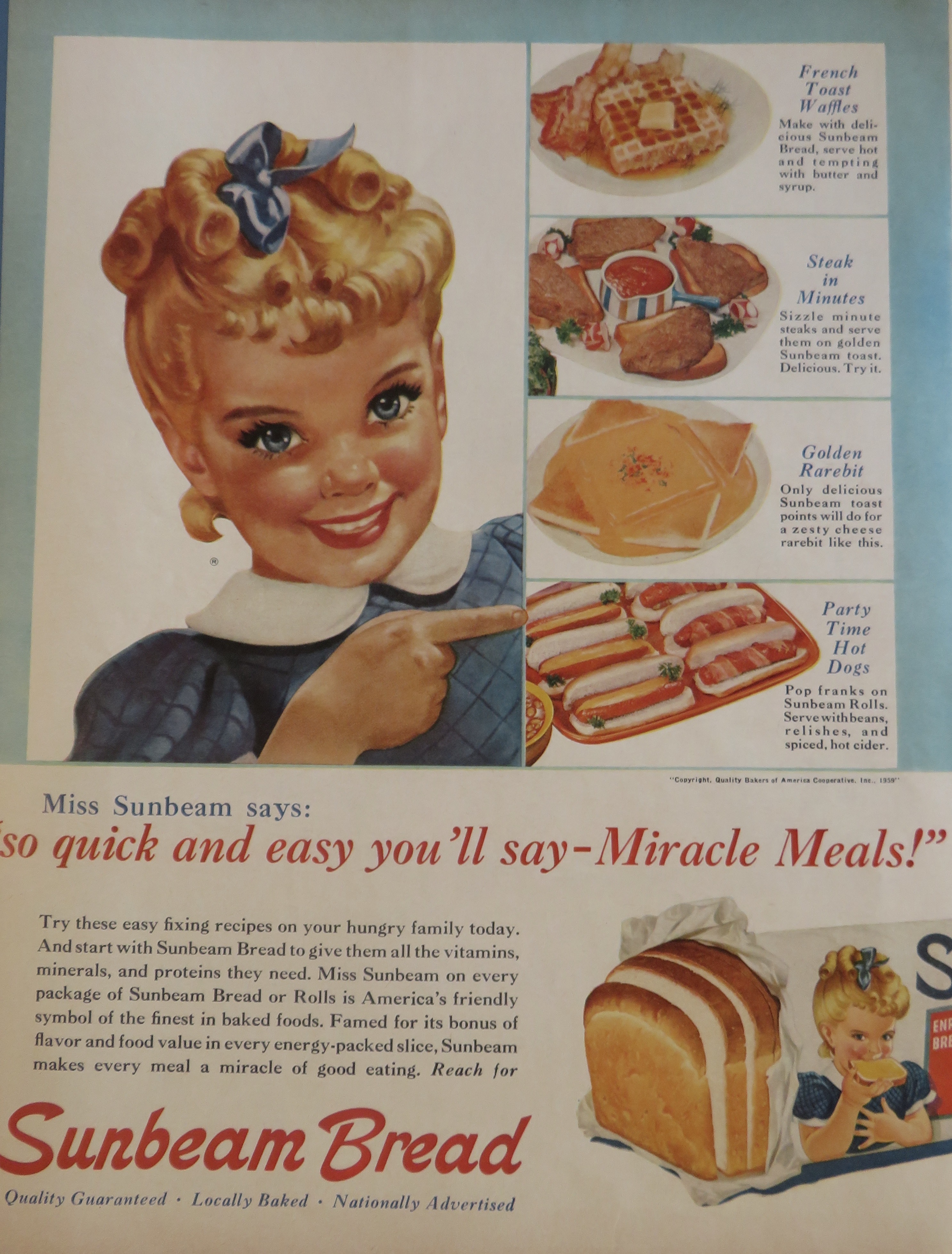 1959 Sunbeam Bread with Blue Eyed Miss Sunbeam