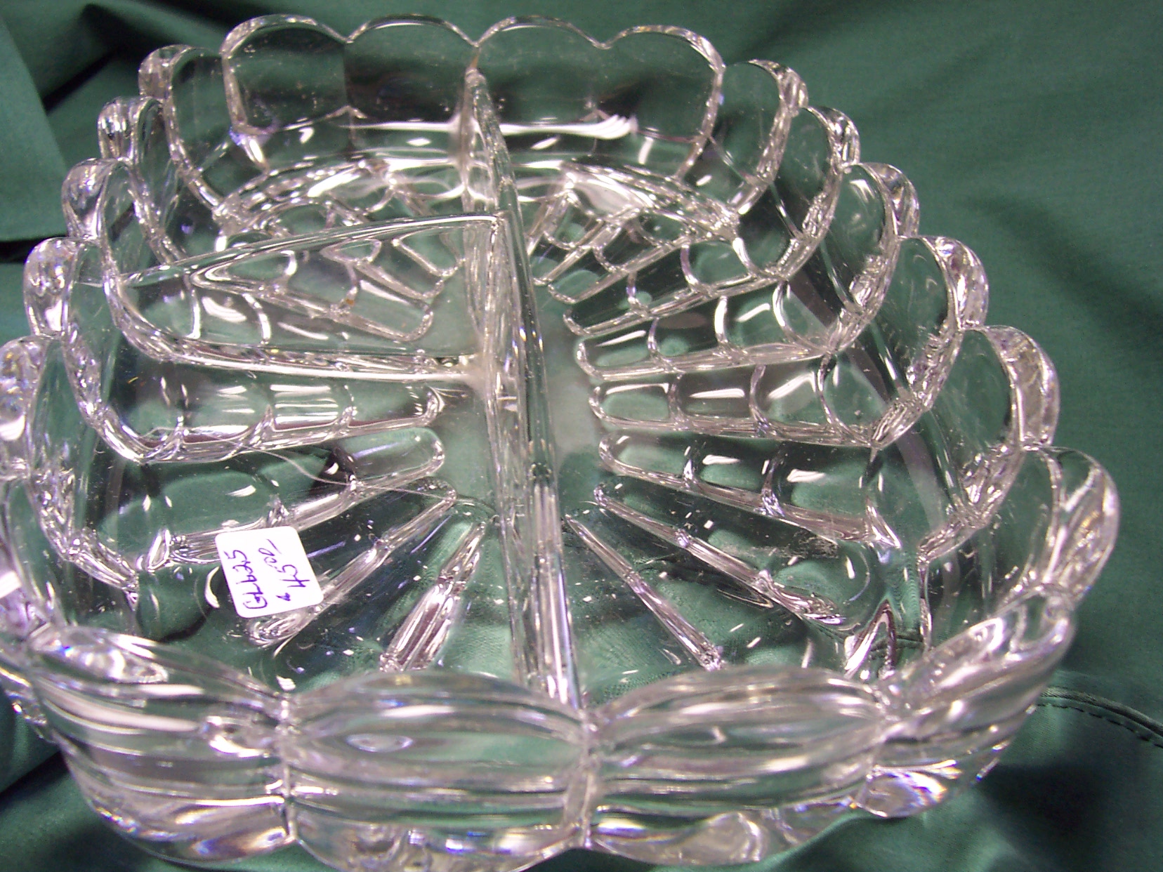 Cambridge Glass Cascade Footed Divided Dish