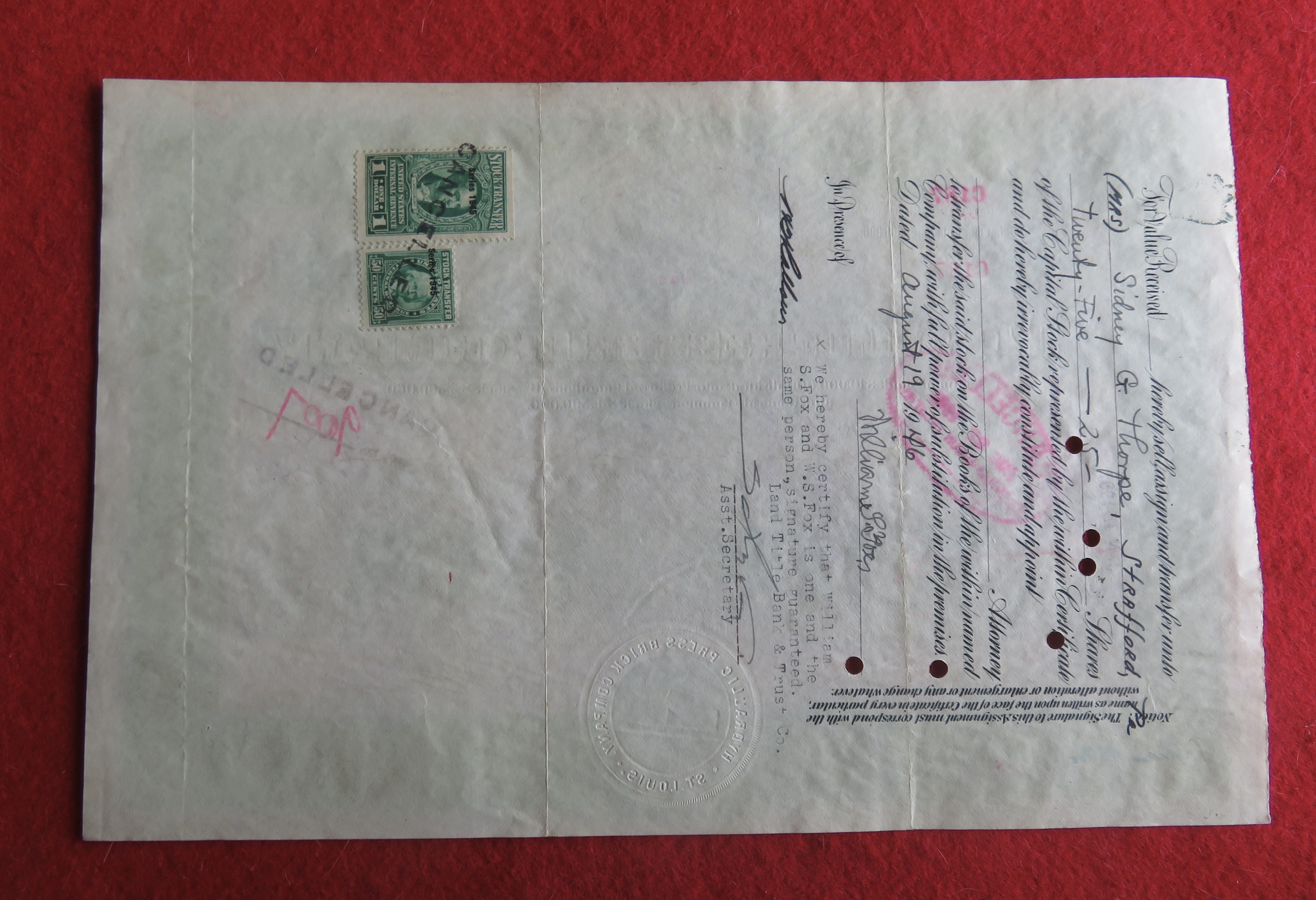 1907 Hydraulic Press Brick Company Stock Certificate