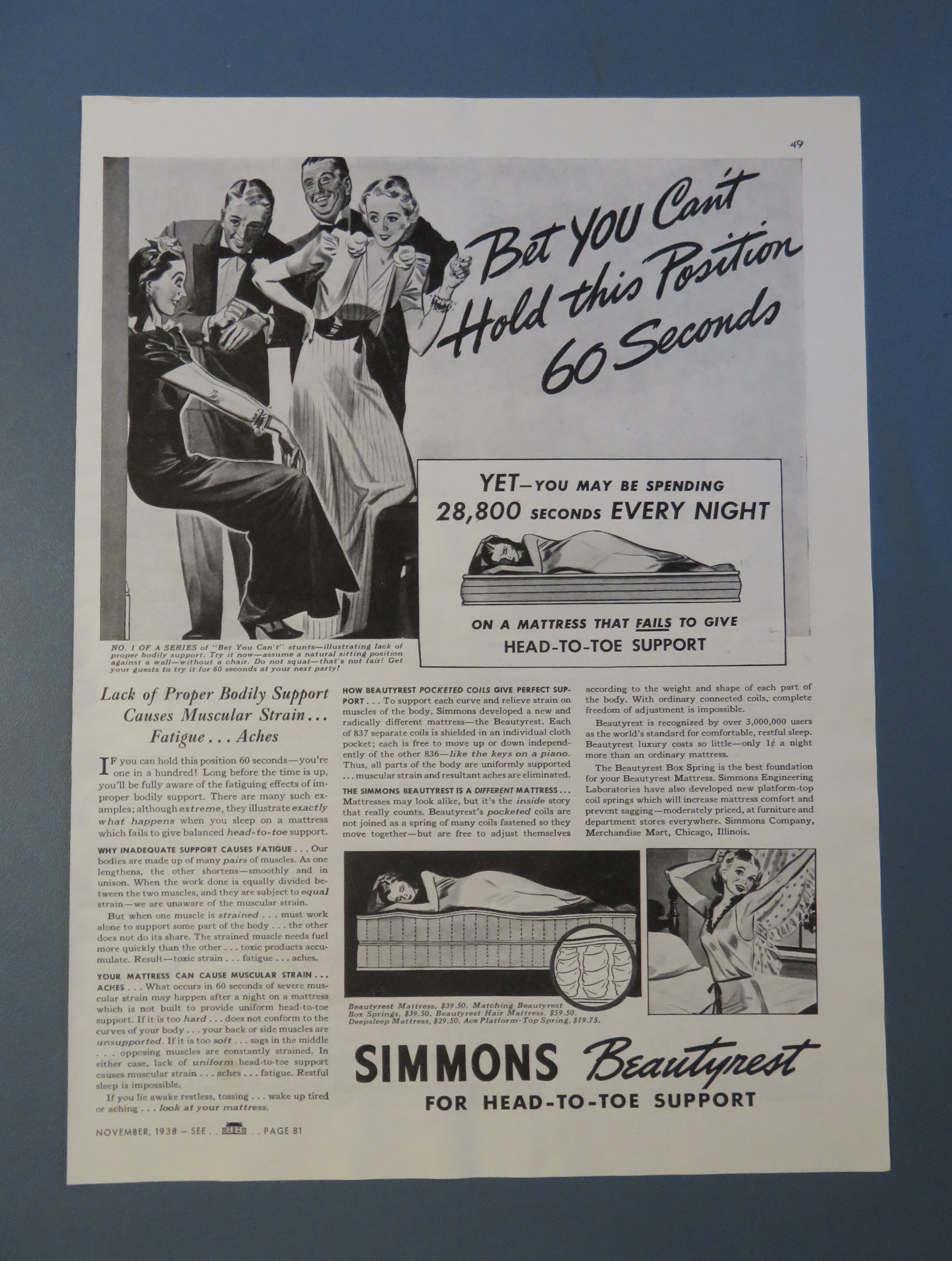 1938 Simmons Beautyrest with People Making Bets
