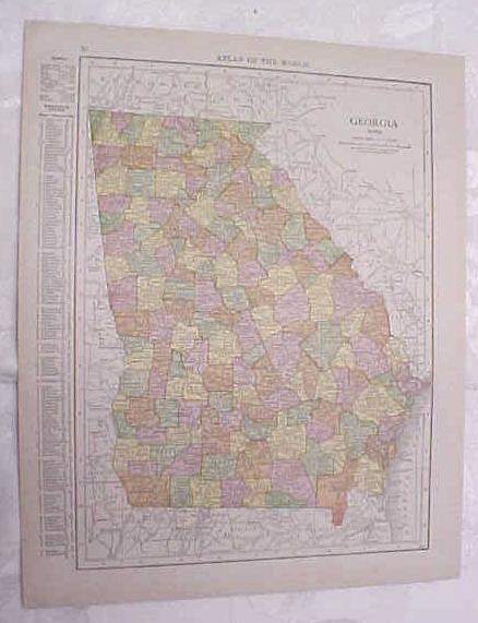 Antique Map South Carolina Georgia 1917 Rand McNally