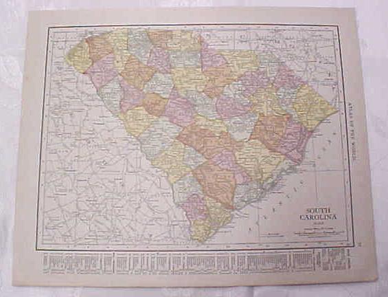 Antique Map South Carolina Georgia 1917 Rand McNally
