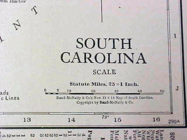 Antique Map South Carolina Georgia 1917 Rand McNally