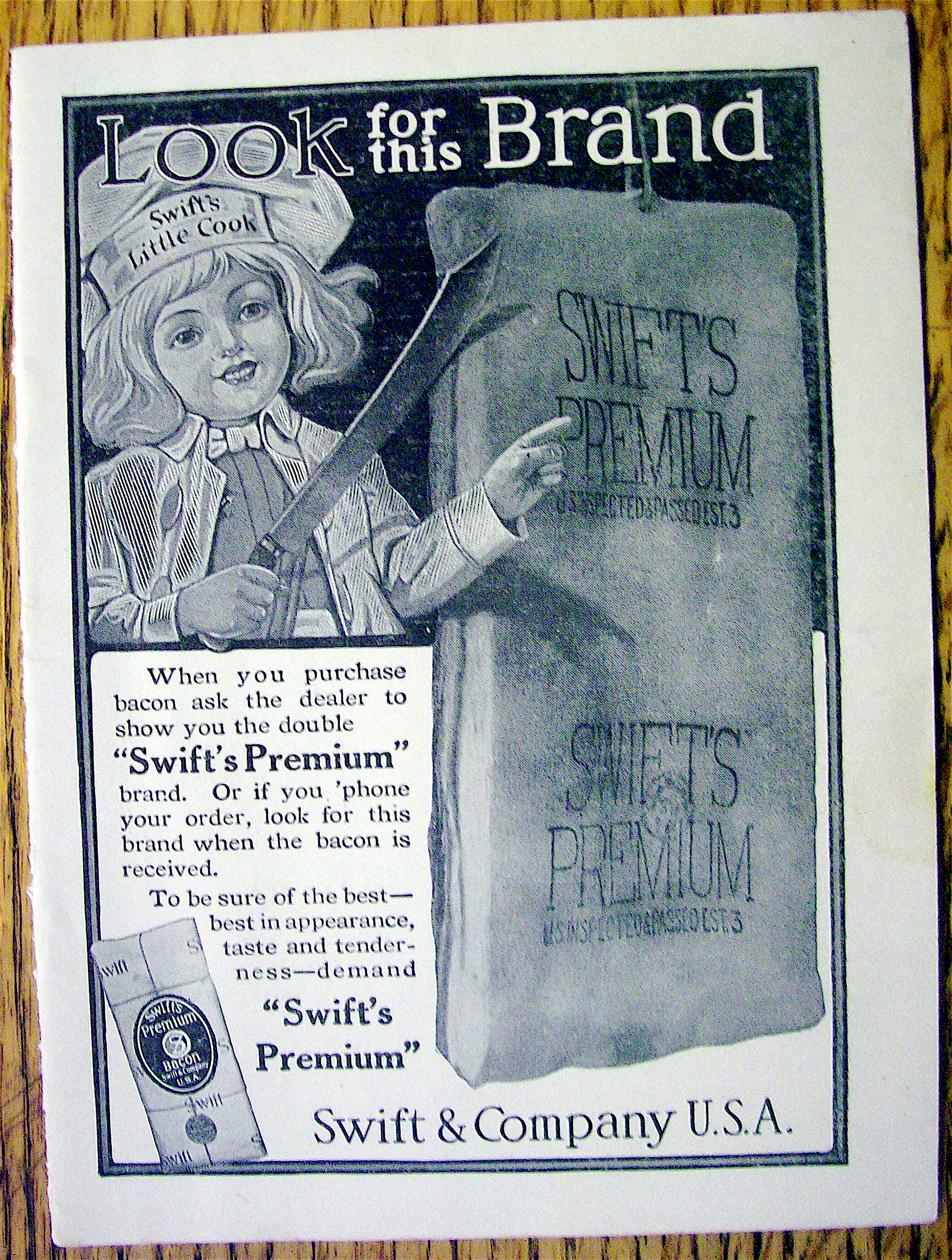1910 Swift Premium Bacon with Swift's Little Cook