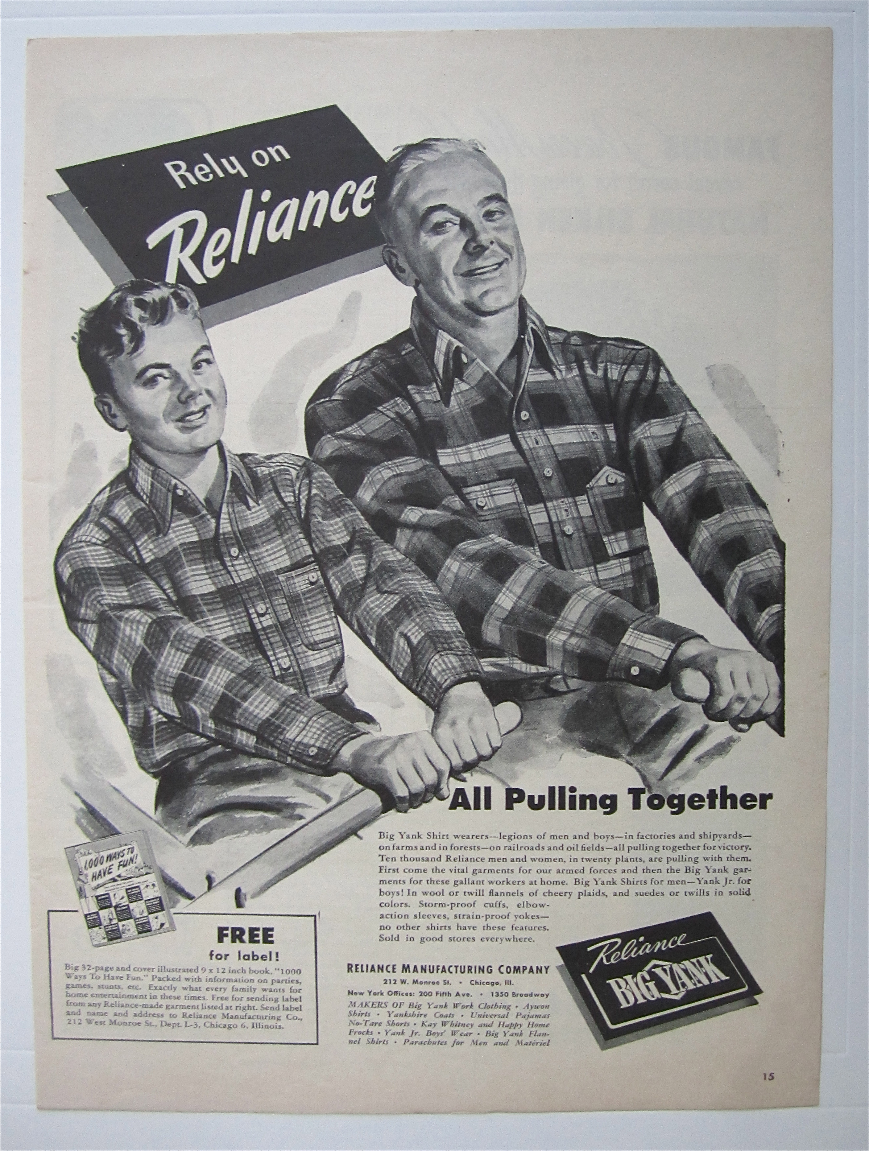 1943 Reliance Big Yank w/Fatner & Son Rowing