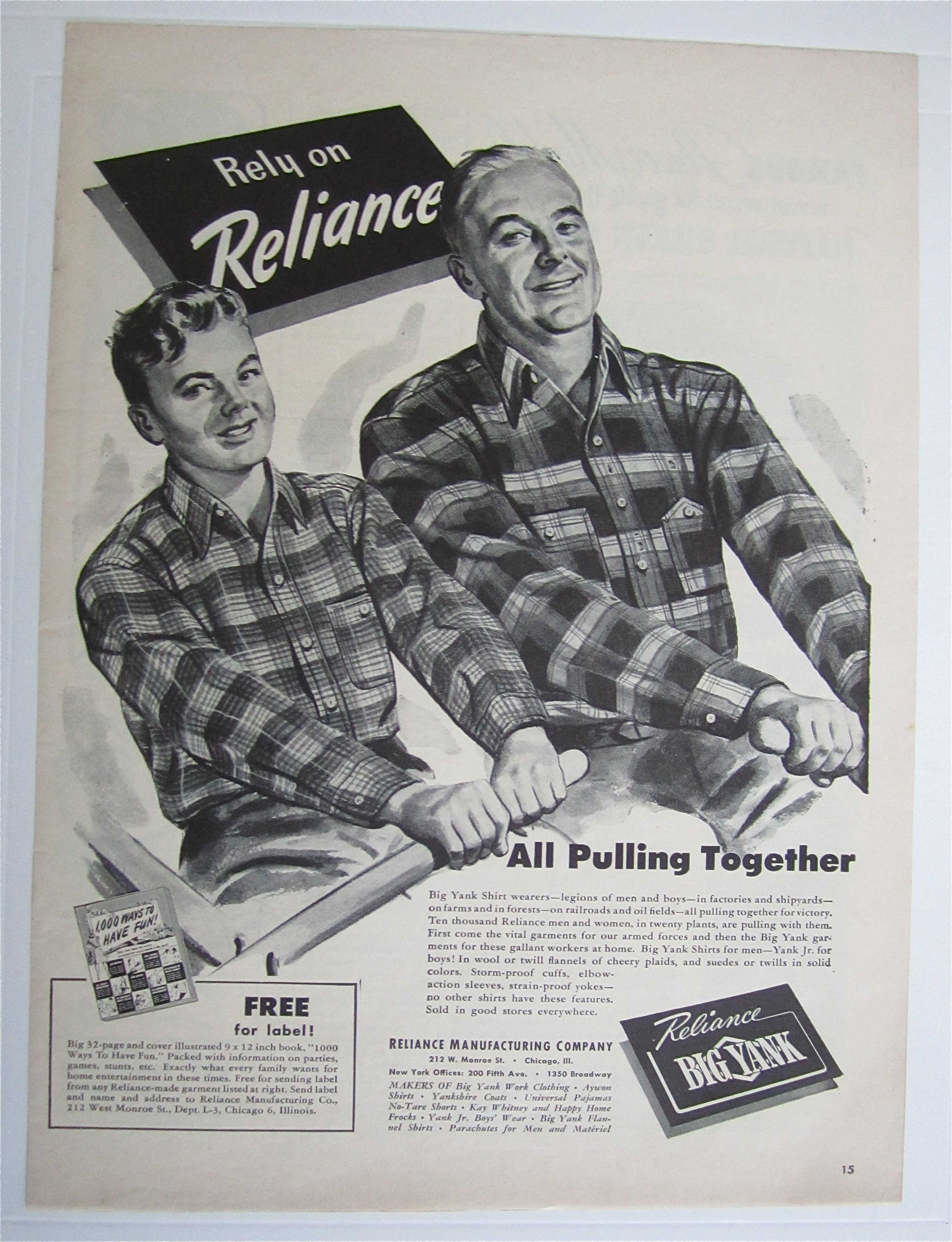 1943 Reliance Big Yank w/Fatner & Son Rowing