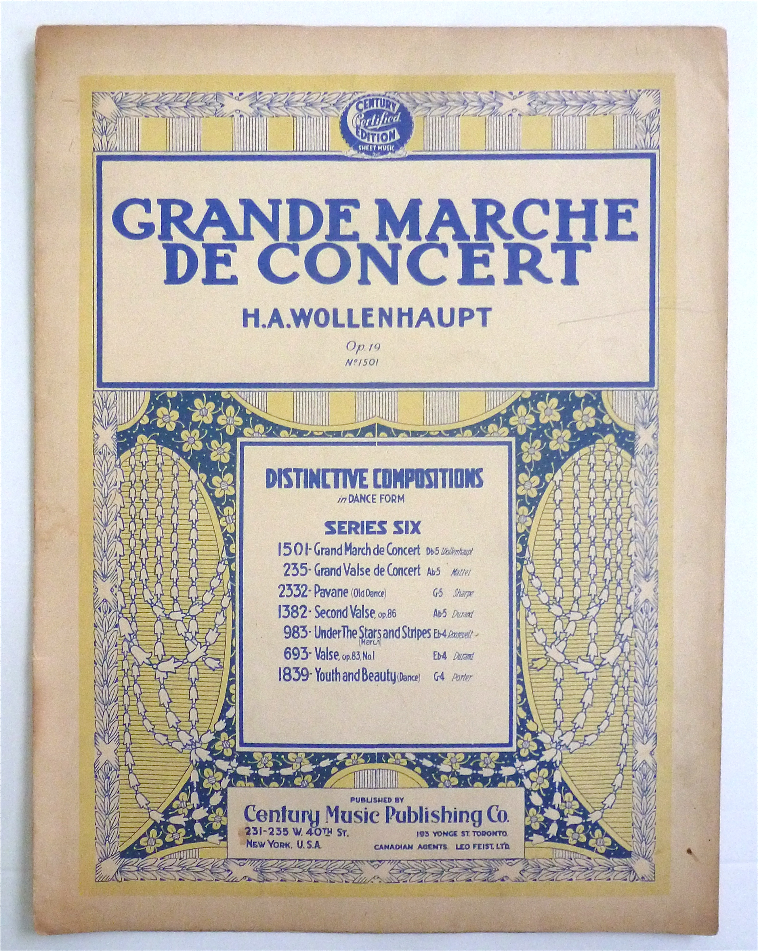 Sheet Music For 1909 Grande Marche De Concert