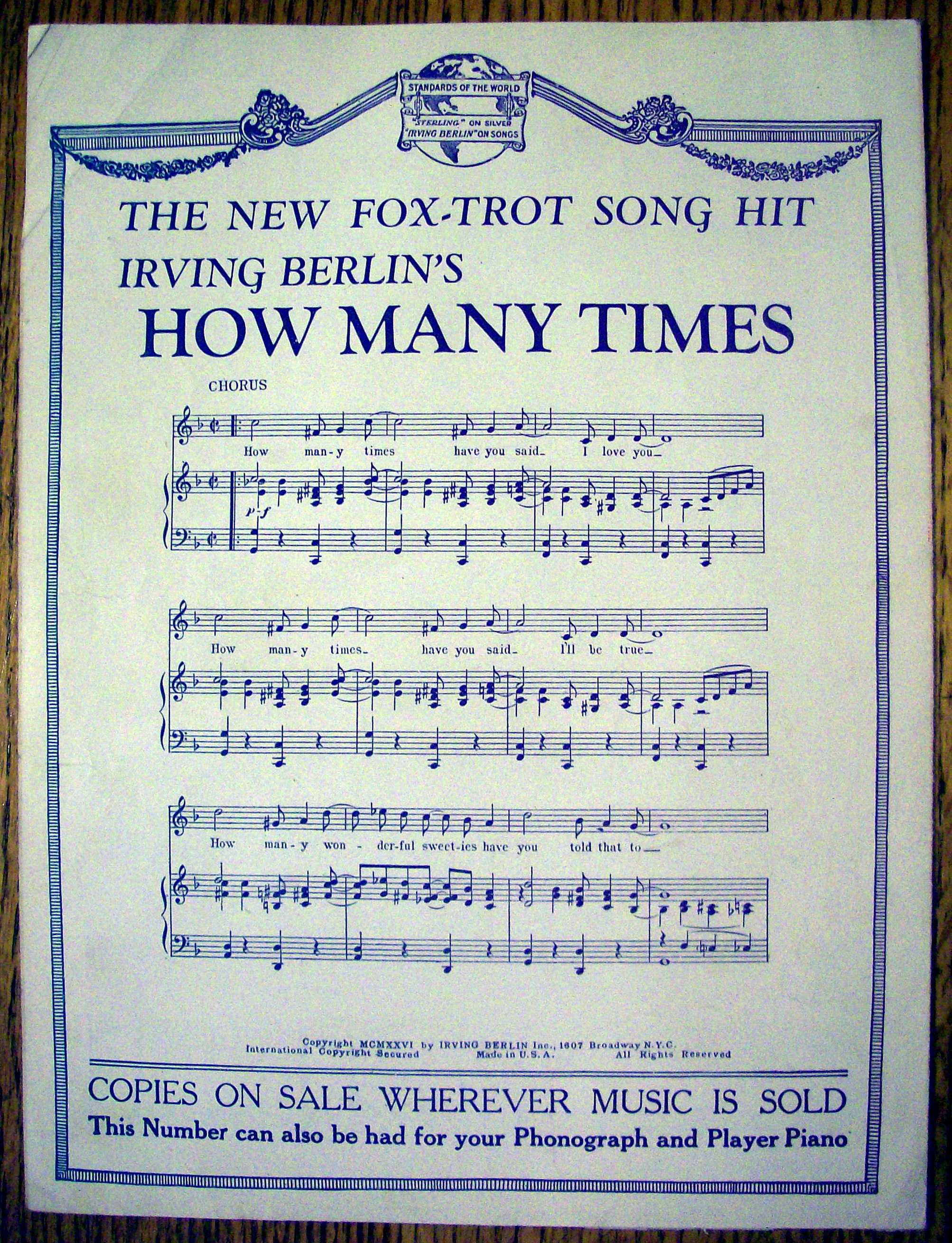 Sheet Music For 1926 Irving Berlin That's A Good Girl
