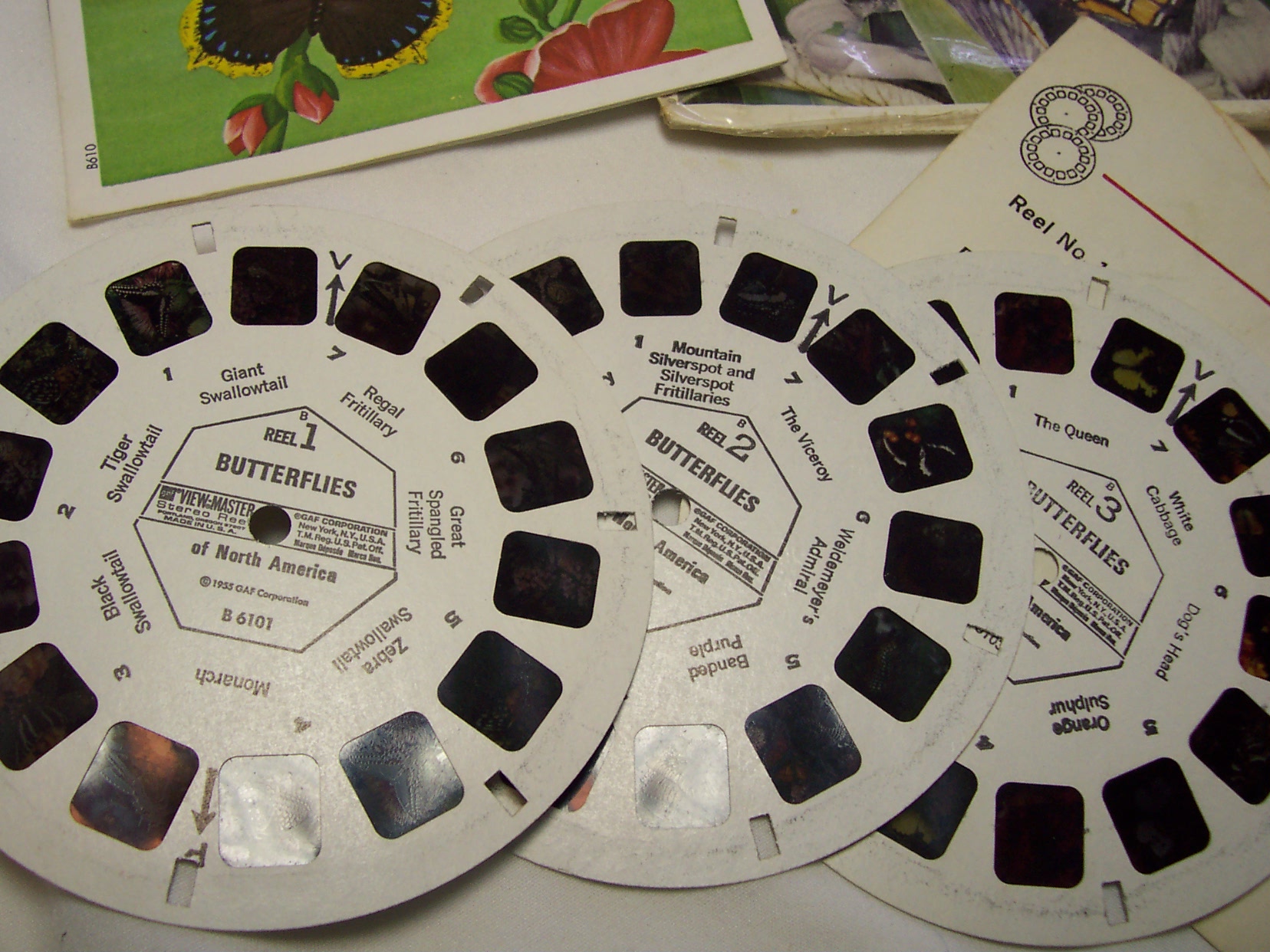 Viewmaster Reels Set Butterflies 1955