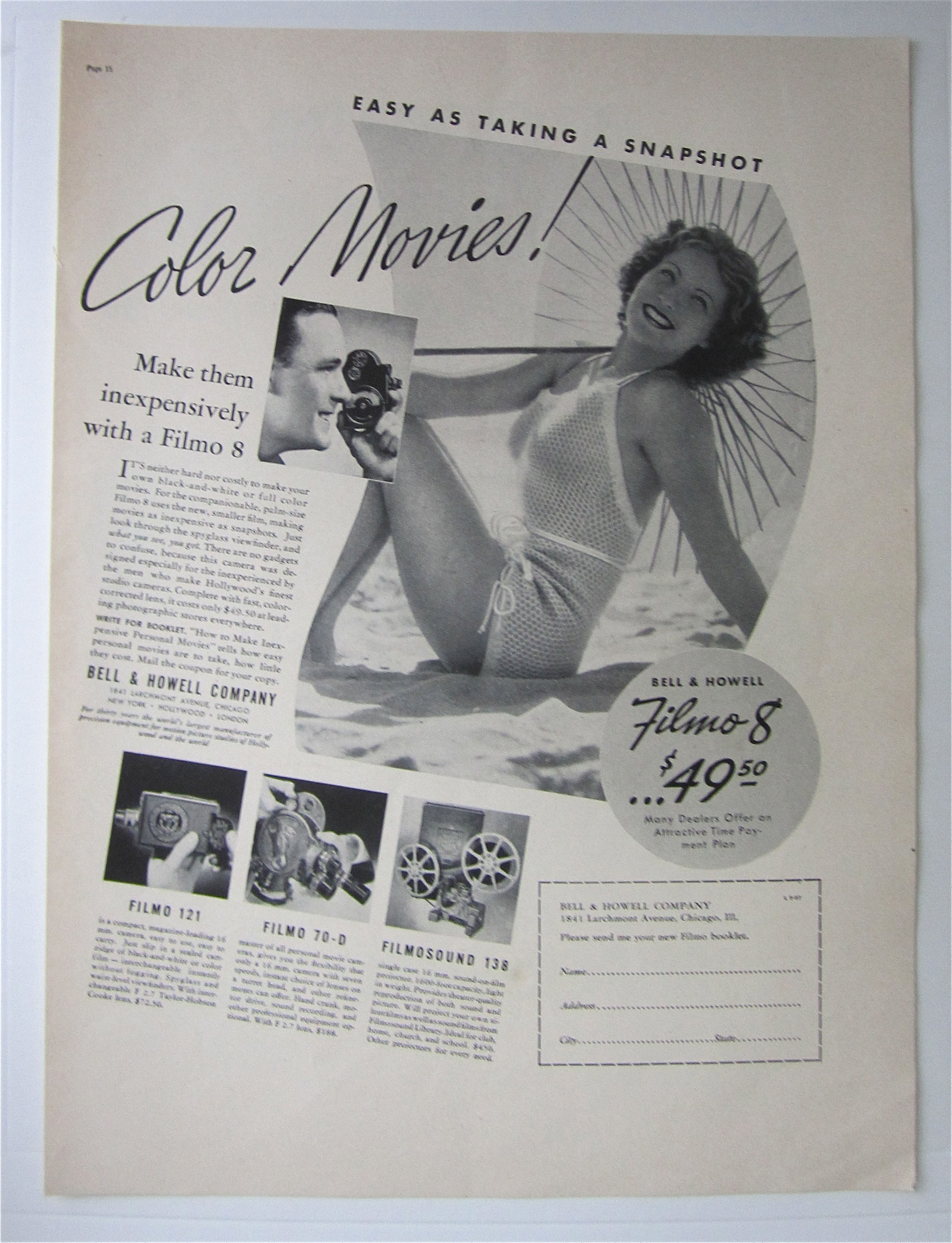 1937 Bell & Howell Filmo 8 with Woman On The Beach