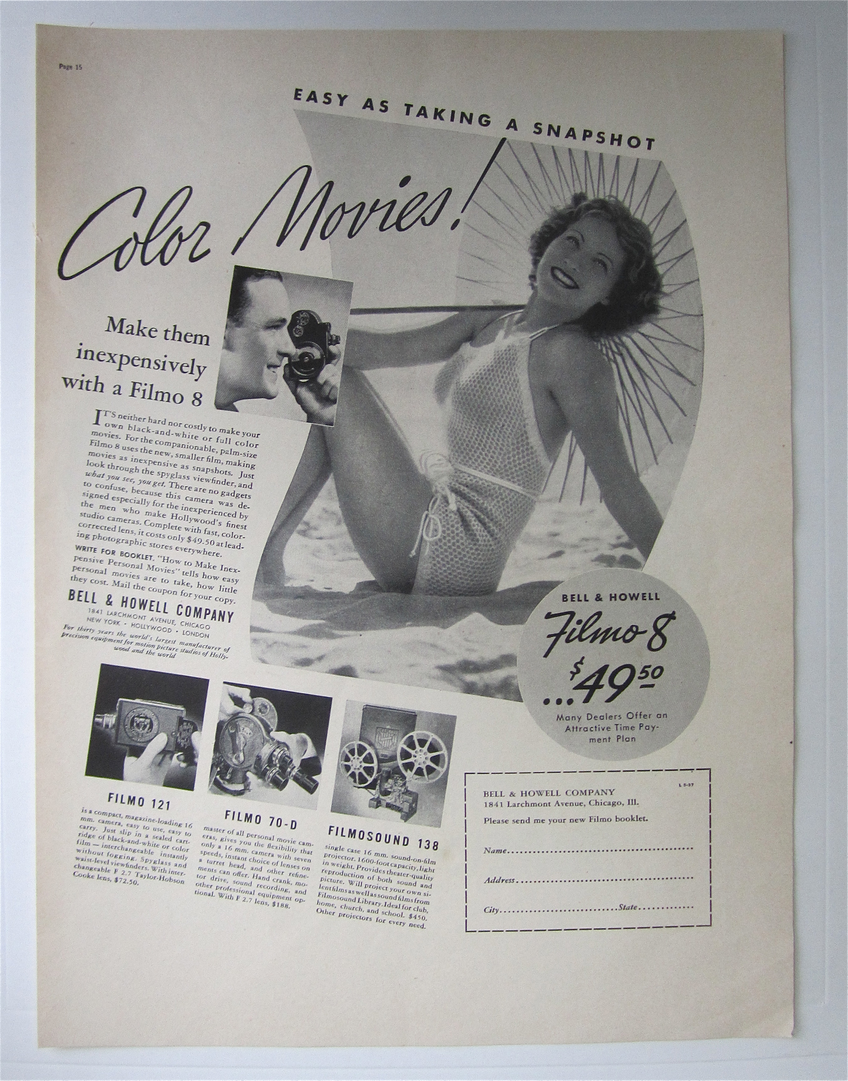 1937 Bell & Howell Filmo 8 with Woman On The Beach