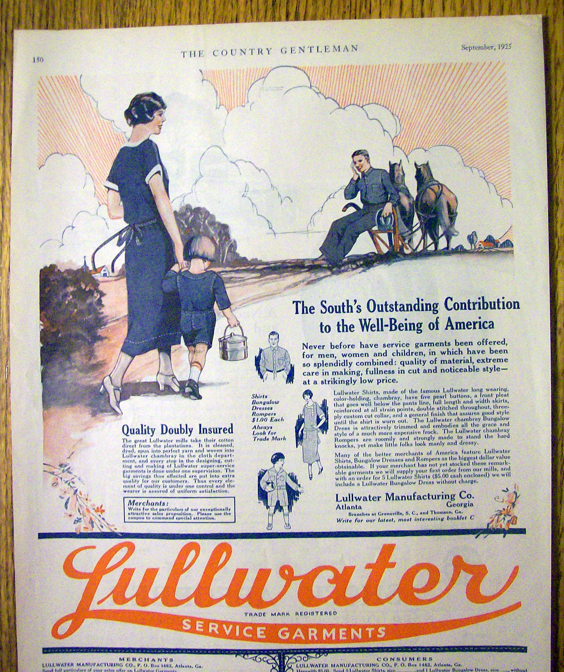 1925 Lullwater Service Garments with Woman & Child