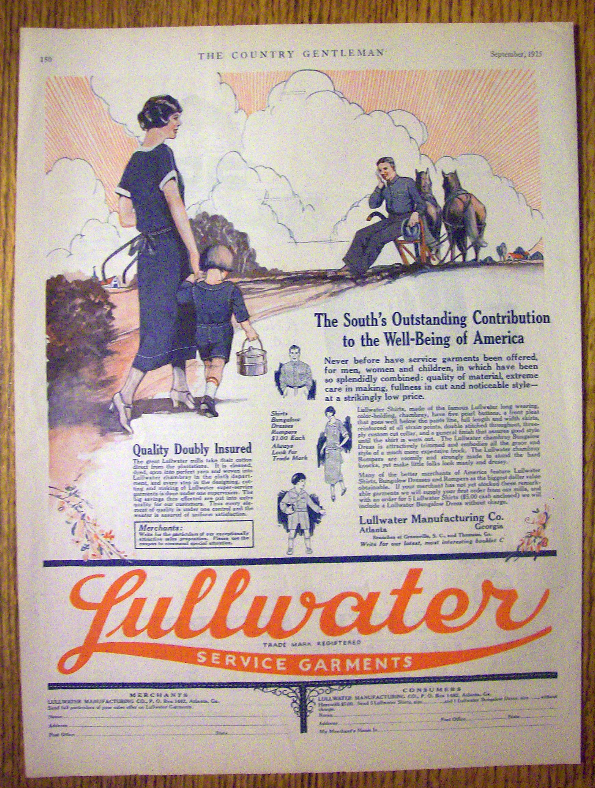 1925 Lullwater Service Garments with Woman & Child