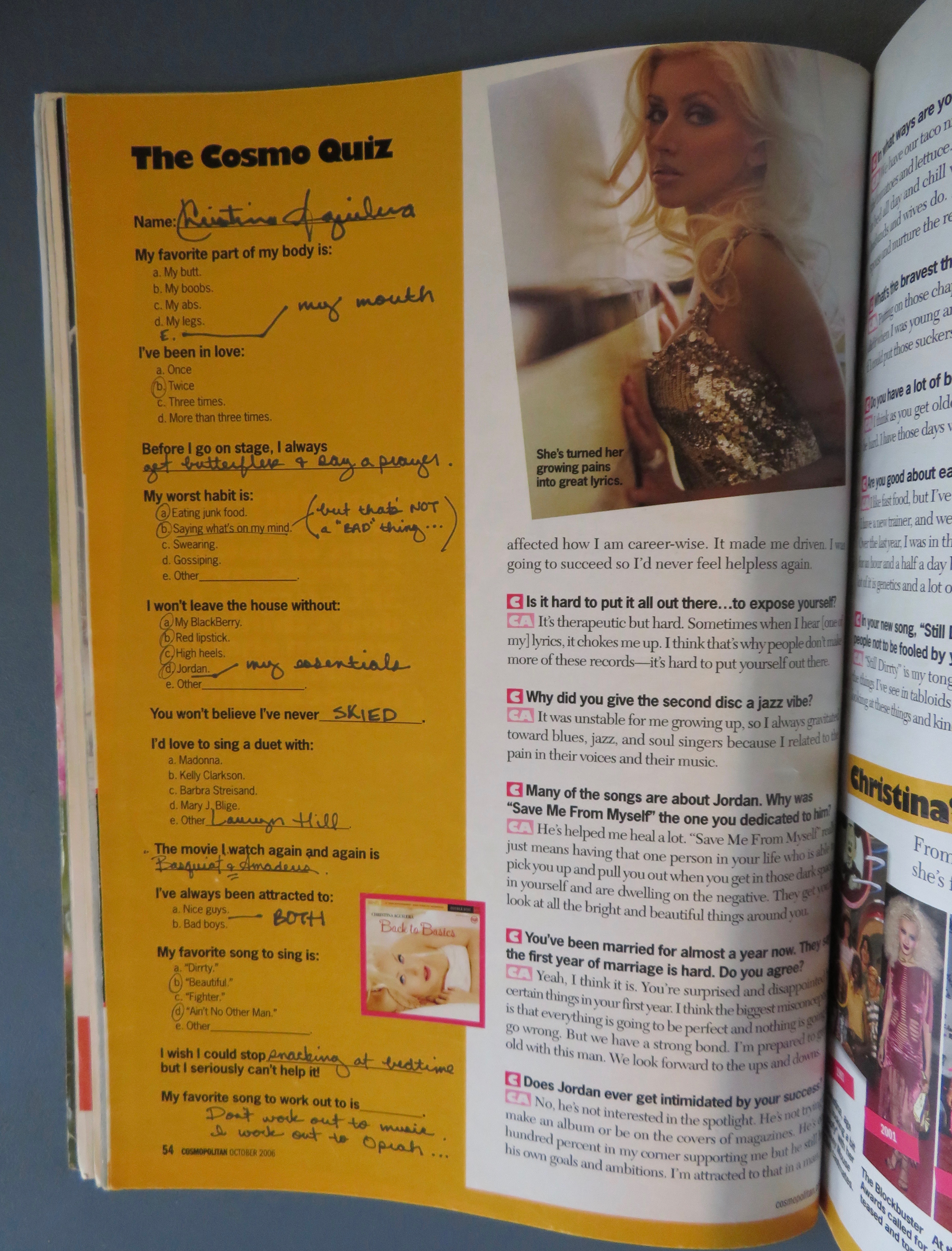 Cosmopolitan Magazine October 2006 C. Aguilera
