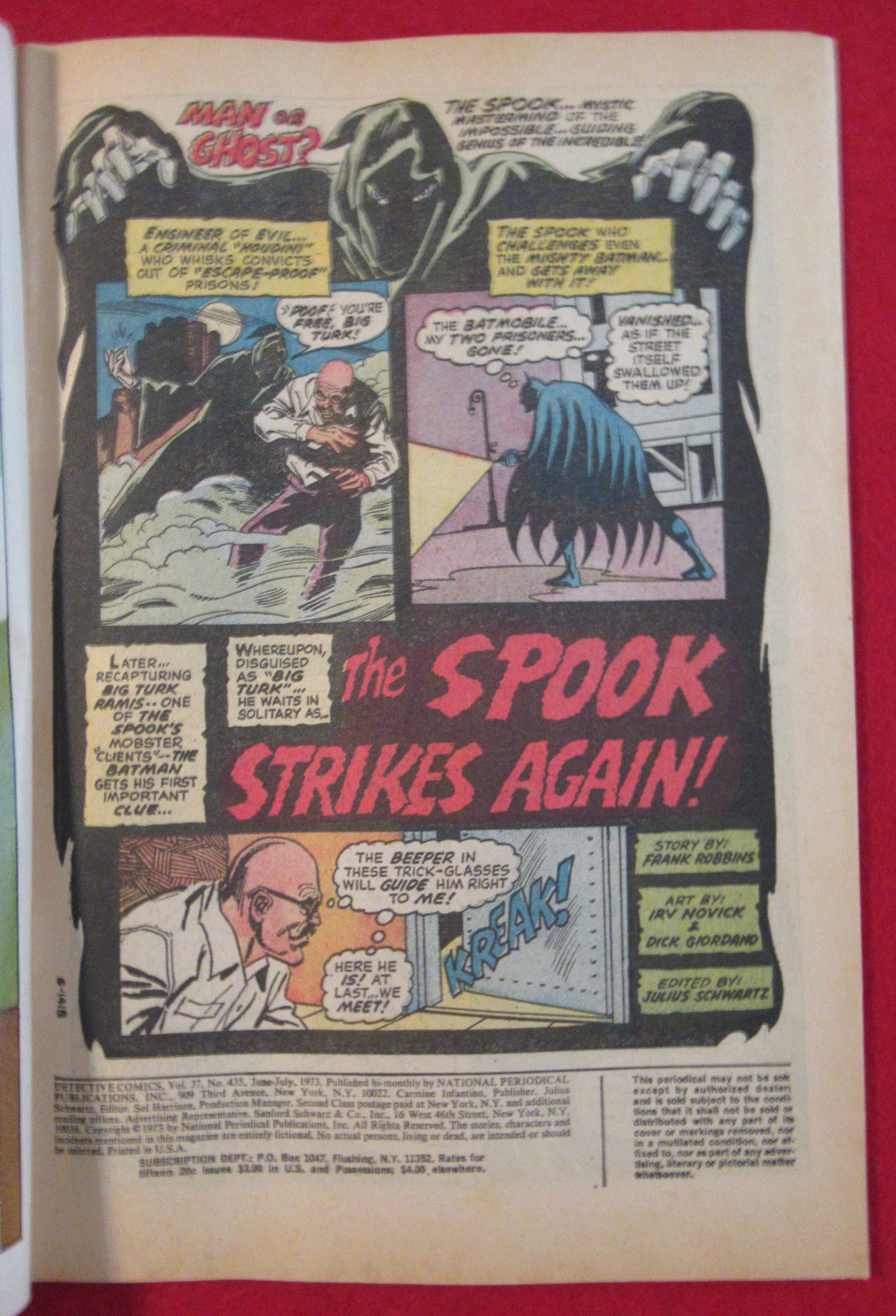 Detective Comic July 1973 Spook Strikes Again