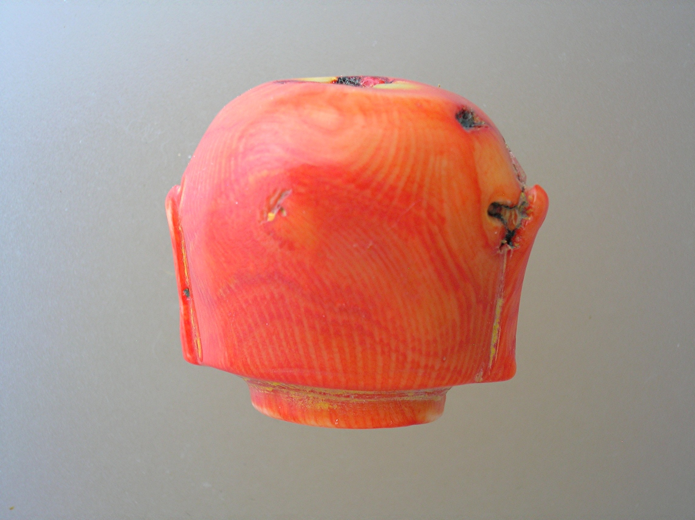 Coral Dyed  Carved  Budha Bead