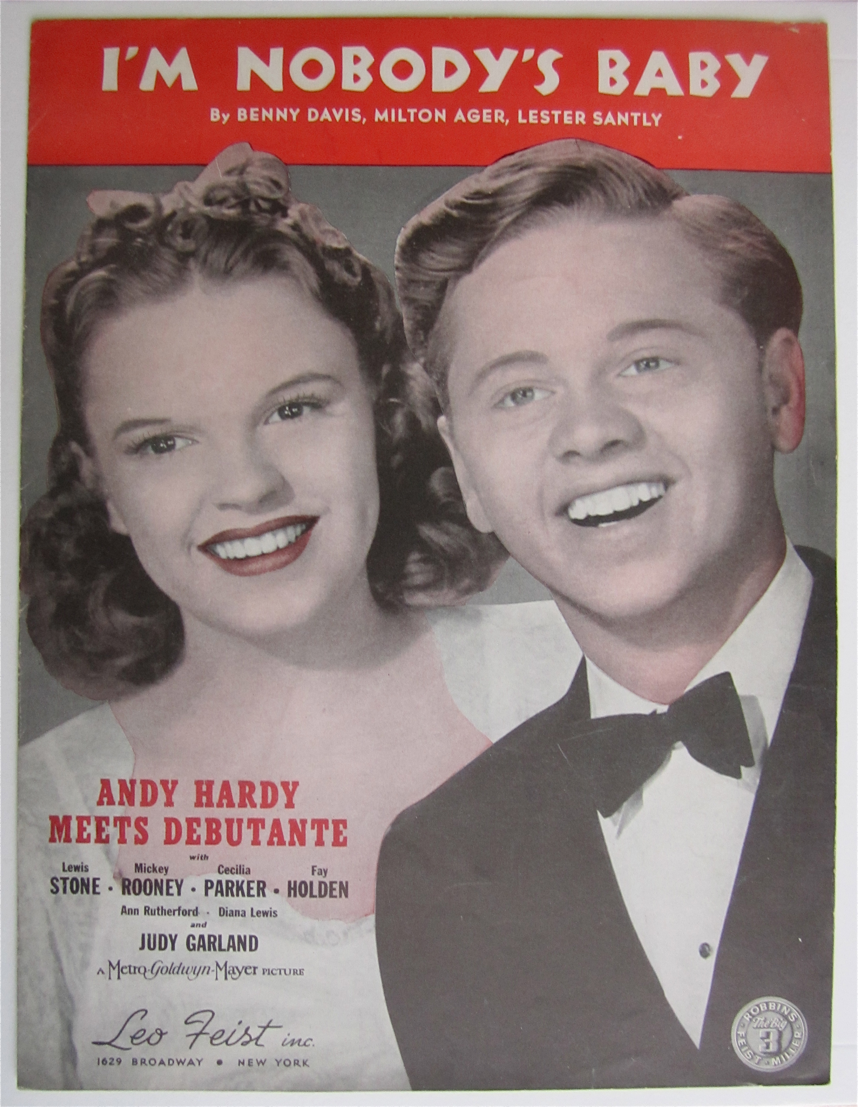 Sheet Music 1921 I'm Nobody's Baby (Rooney & Garland)