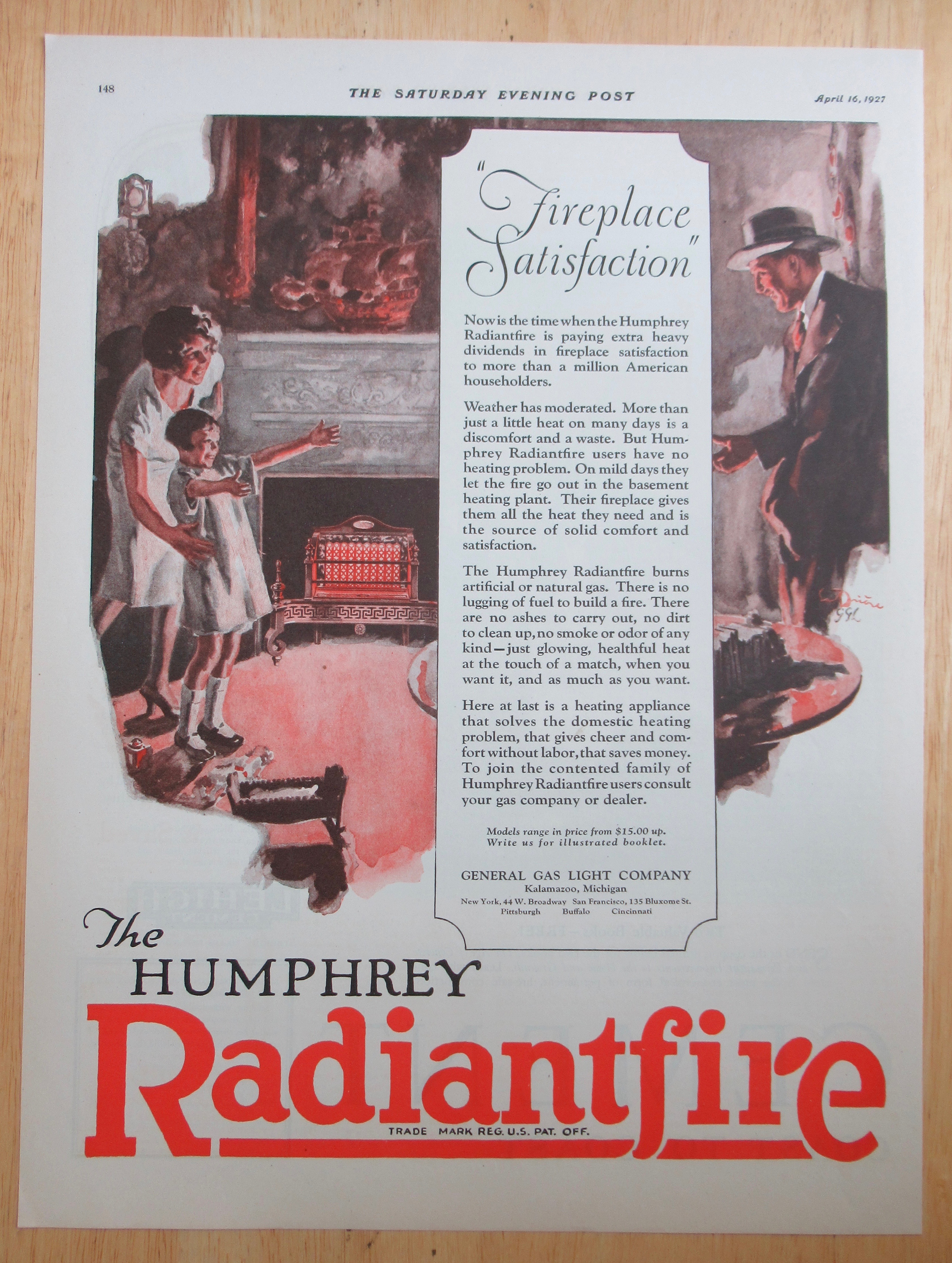 1927 Humphrey Radiantfire with Family Staying Warm